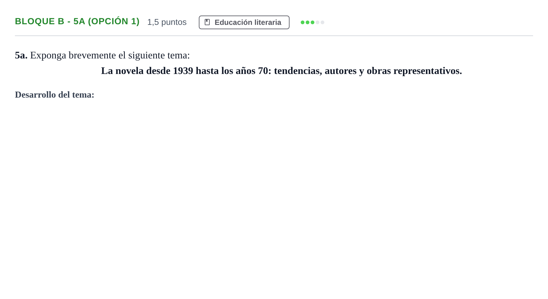 Enunciado: Bloque B - 5a (Opción 1) · Lengua Castellana y Literatura II PAU Andalucía Examen E 2020