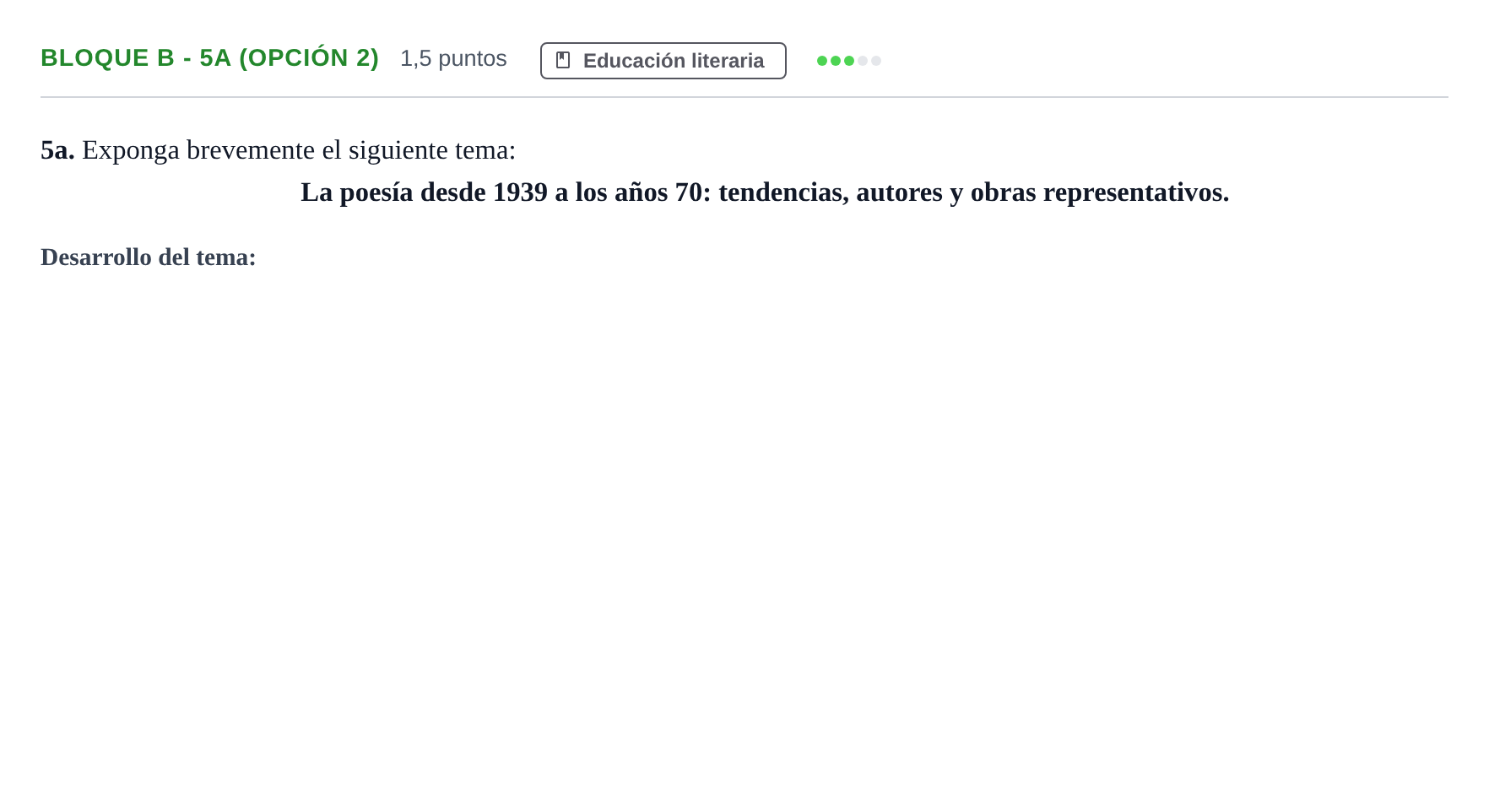 Enunciado: Bloque B - 5a (Opción 2) · Lengua Castellana y Literatura II PAU Andalucía Examen E 2020