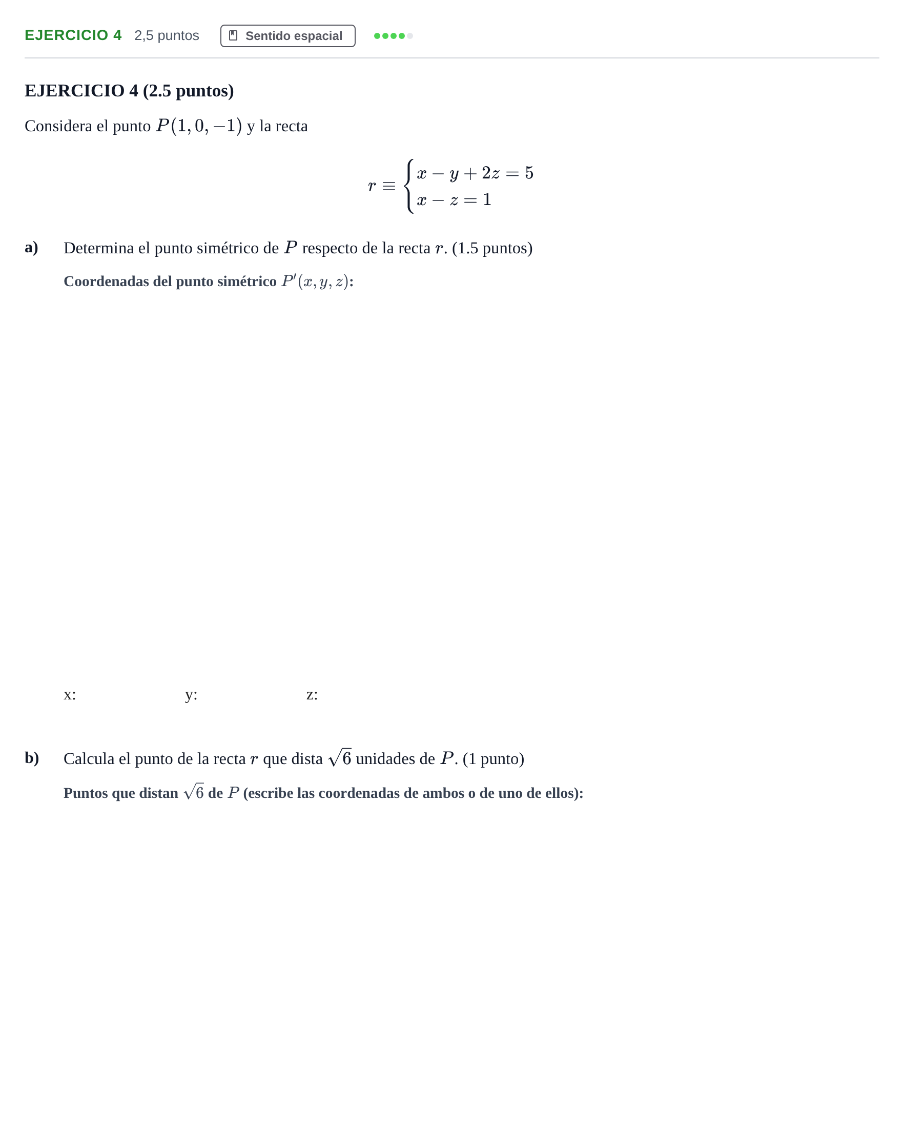 Enunciado: EJERCICIO 4 · Matemáticas II PAU Andalucía Examen 2 2020
