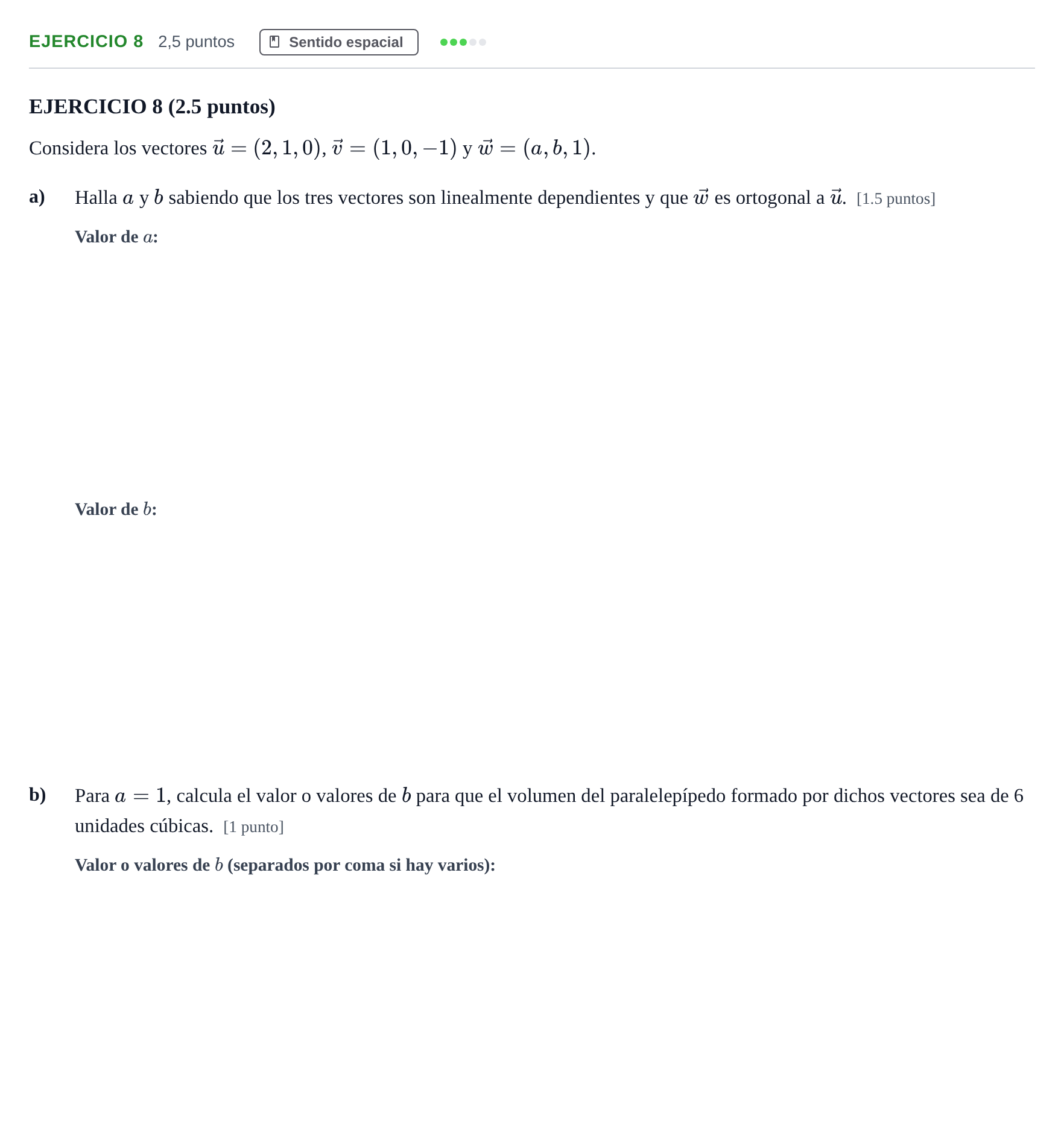 Enunciado: EJERCICIO 8 · Matemáticas II PAU Andalucía Examen 2 2020