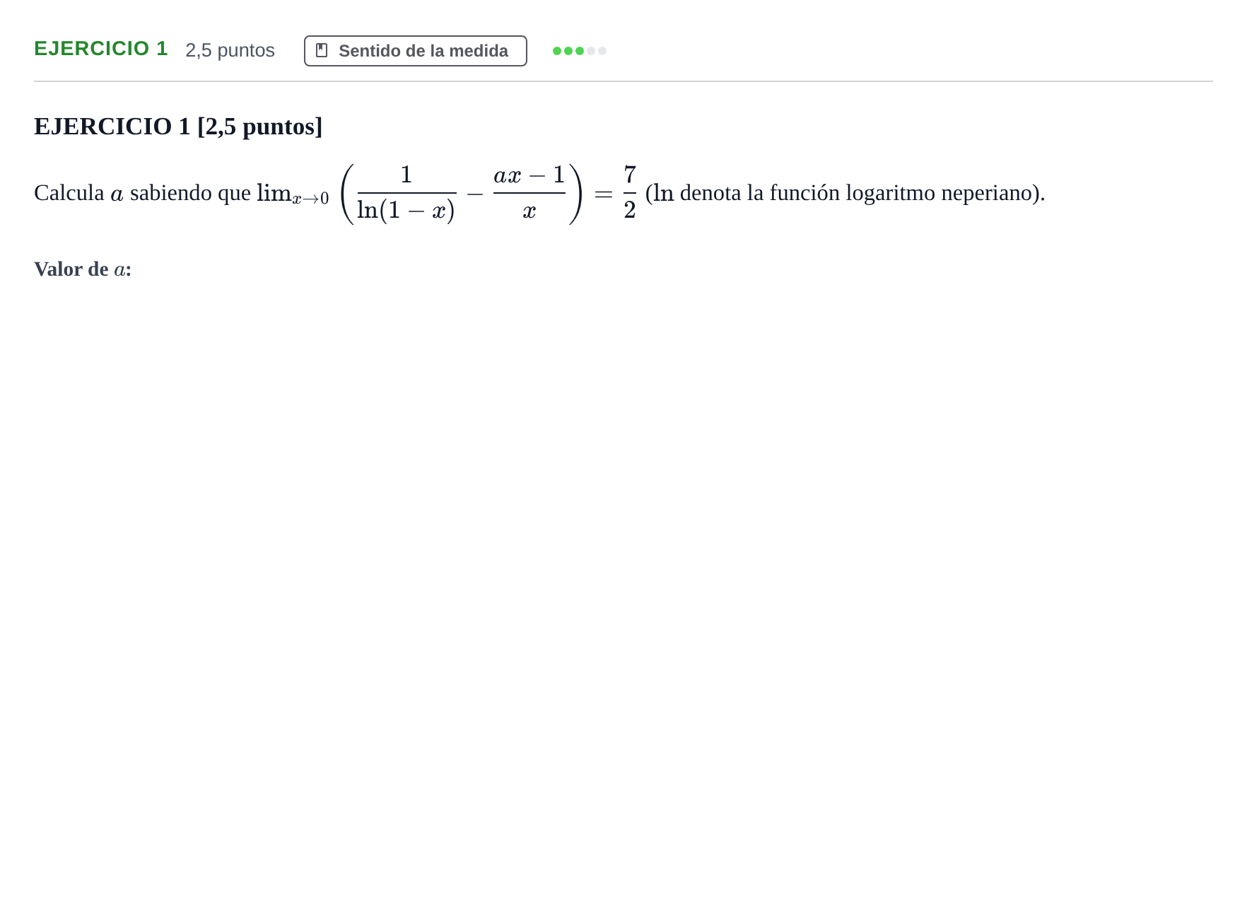 Enunciado: Ejercicio 1 · Matemáticas II PAU Andalucía Examen 1 2020