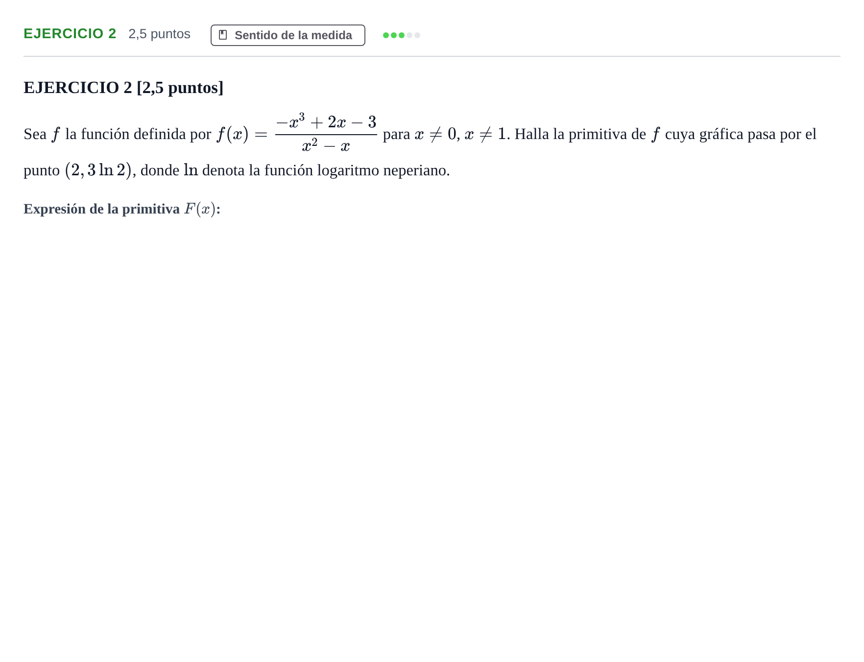 Enunciado: Ejercicio 2 · Matemáticas II PAU Andalucía Examen 1 2020