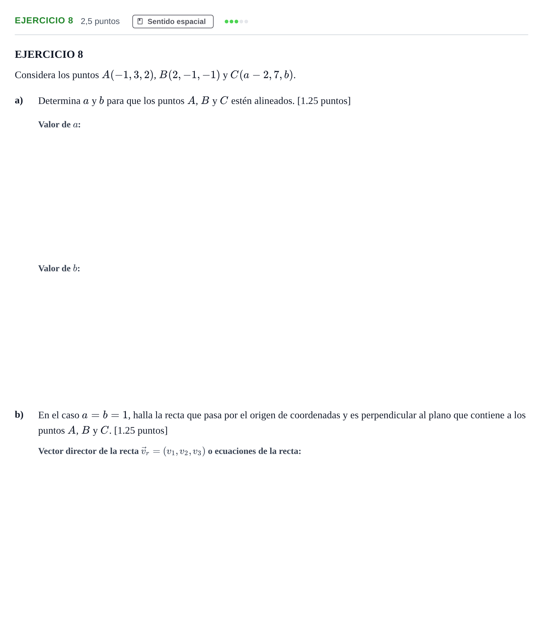 Enunciado: Ejercicio 8 · Matemáticas II PAU Andalucía Examen 1 2020