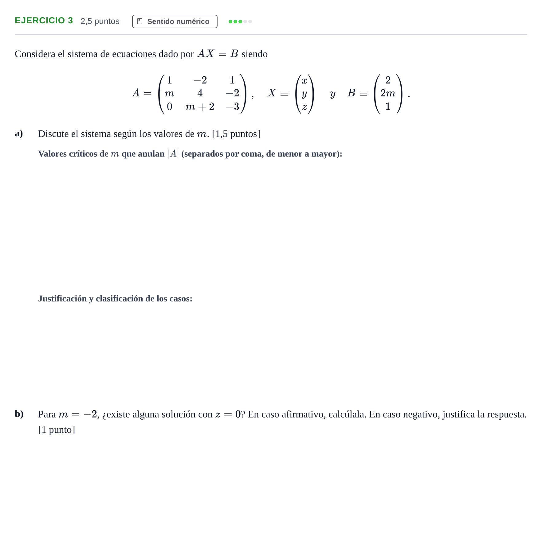 Enunciado: EJERCICIO 3 · Matemáticas II PAU Andalucía Examen 4 2020