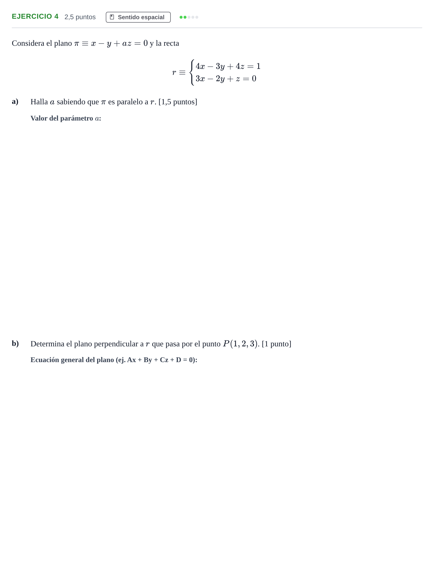 Enunciado: EJERCICIO 4 · Matemáticas II PAU Andalucía Examen 4 2020