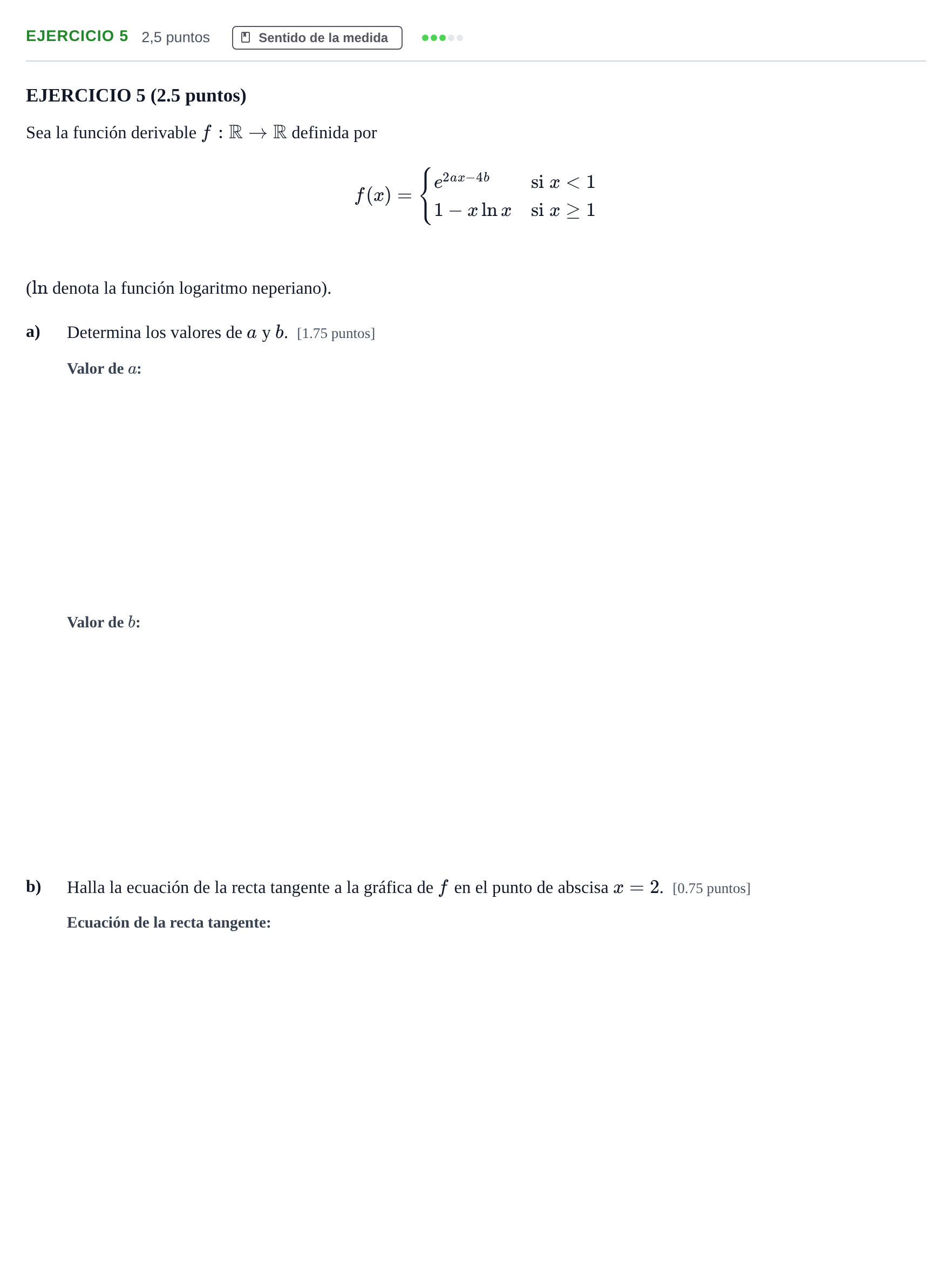 Enunciado: EJERCICIO 5 · Matemáticas II PAU Andalucía Examen 4 2020