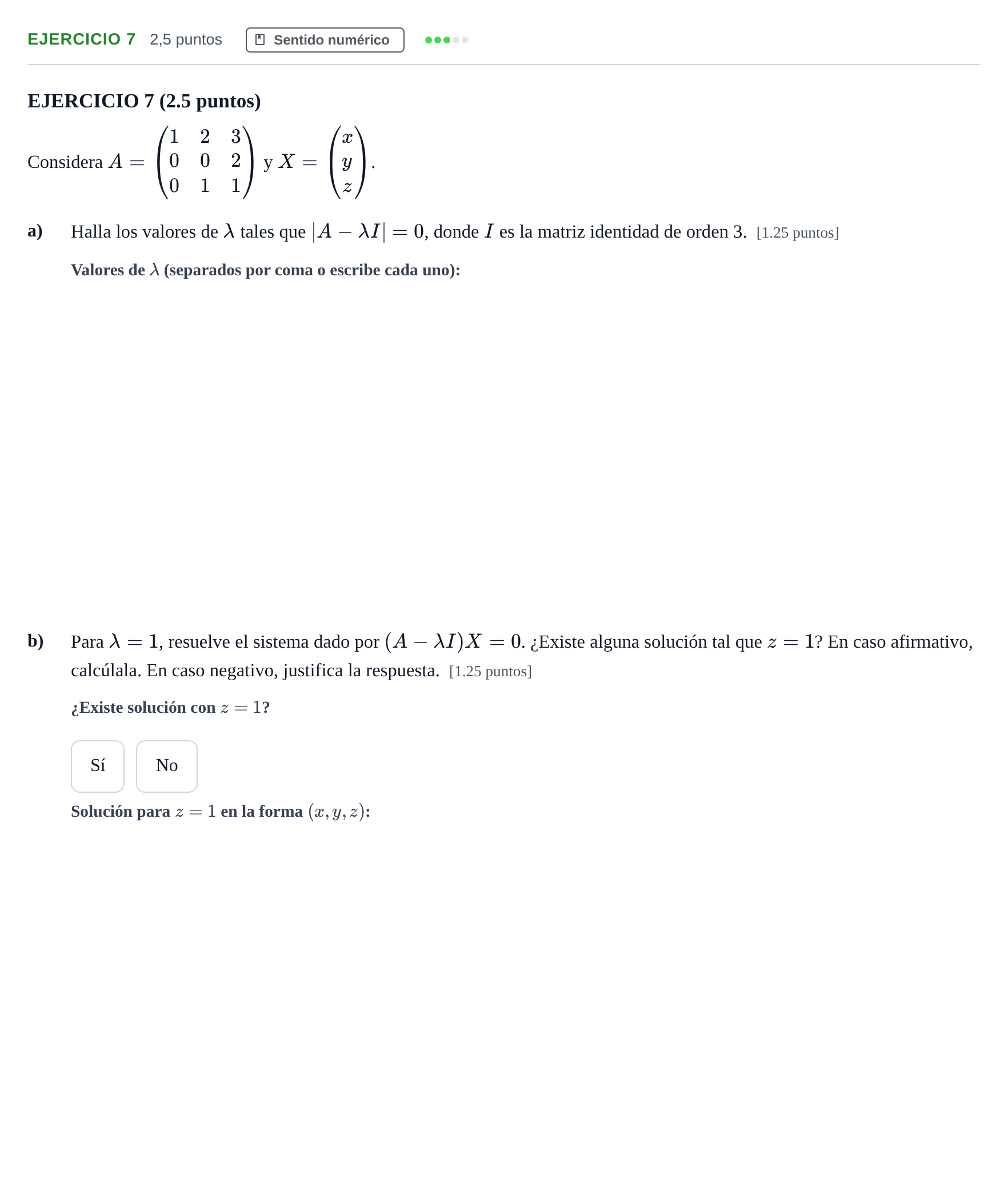 Enunciado: EJERCICIO 7 · Matemáticas II PAU Andalucía Examen 4 2020