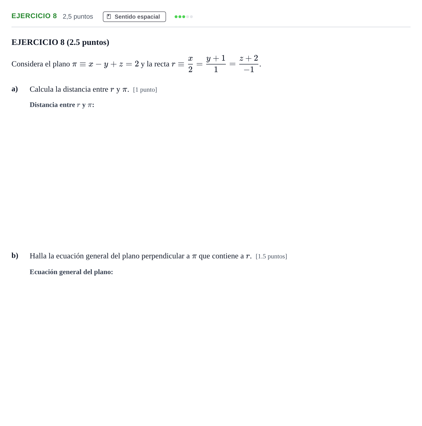 Enunciado: EJERCICIO 8 · Matemáticas II PAU Andalucía Examen 4 2020