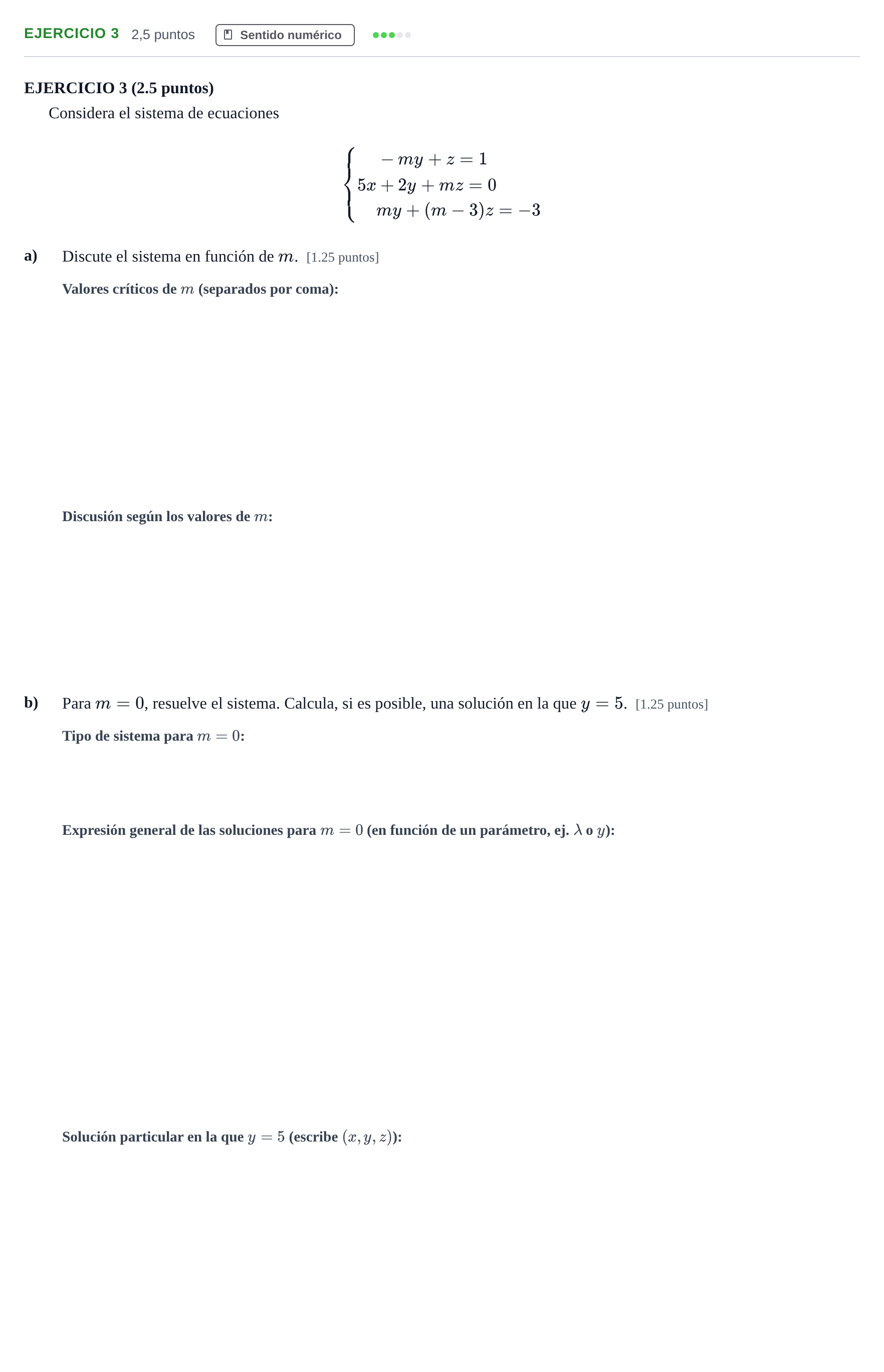 Enunciado: EJERCICIO 3 · Matemáticas II PAU Andalucía Examen 5 2020