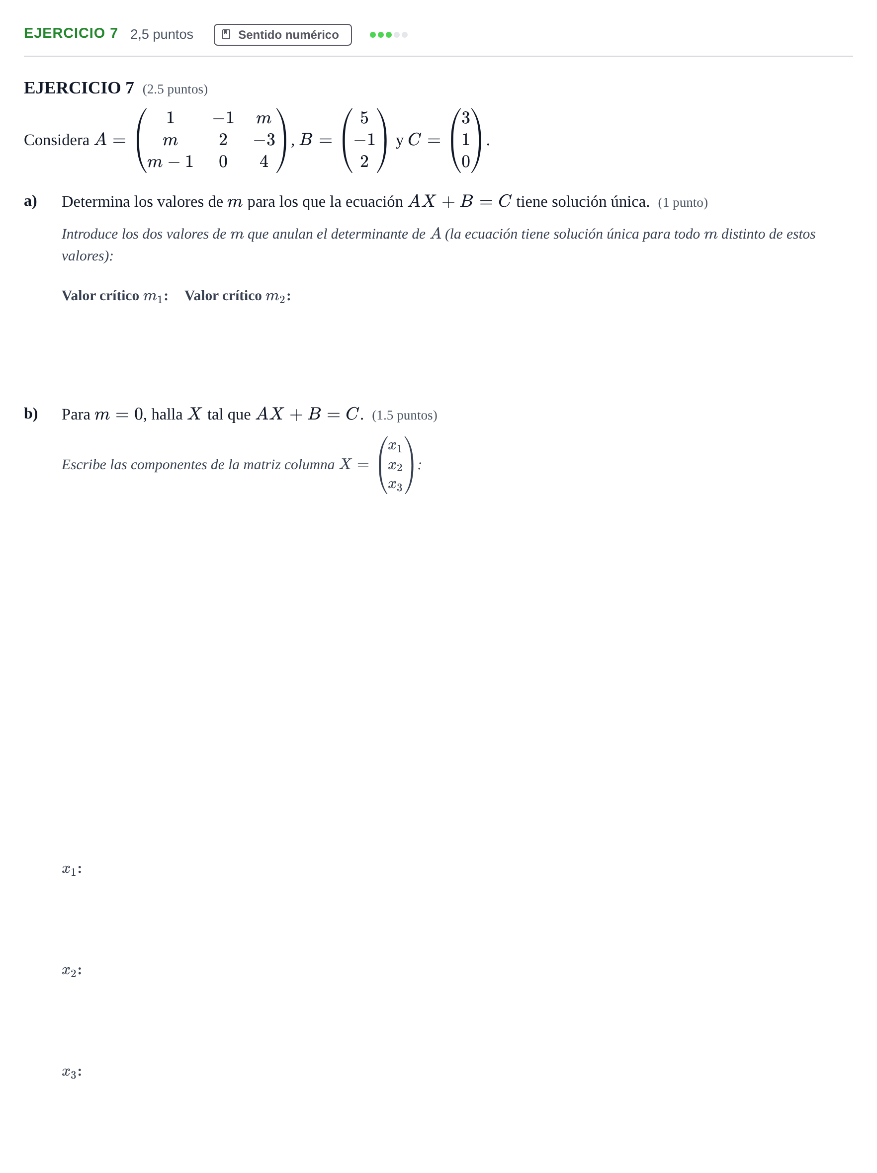 Enunciado: EJERCICIO 7 · Matemáticas II PAU Andalucía Examen 5 2020