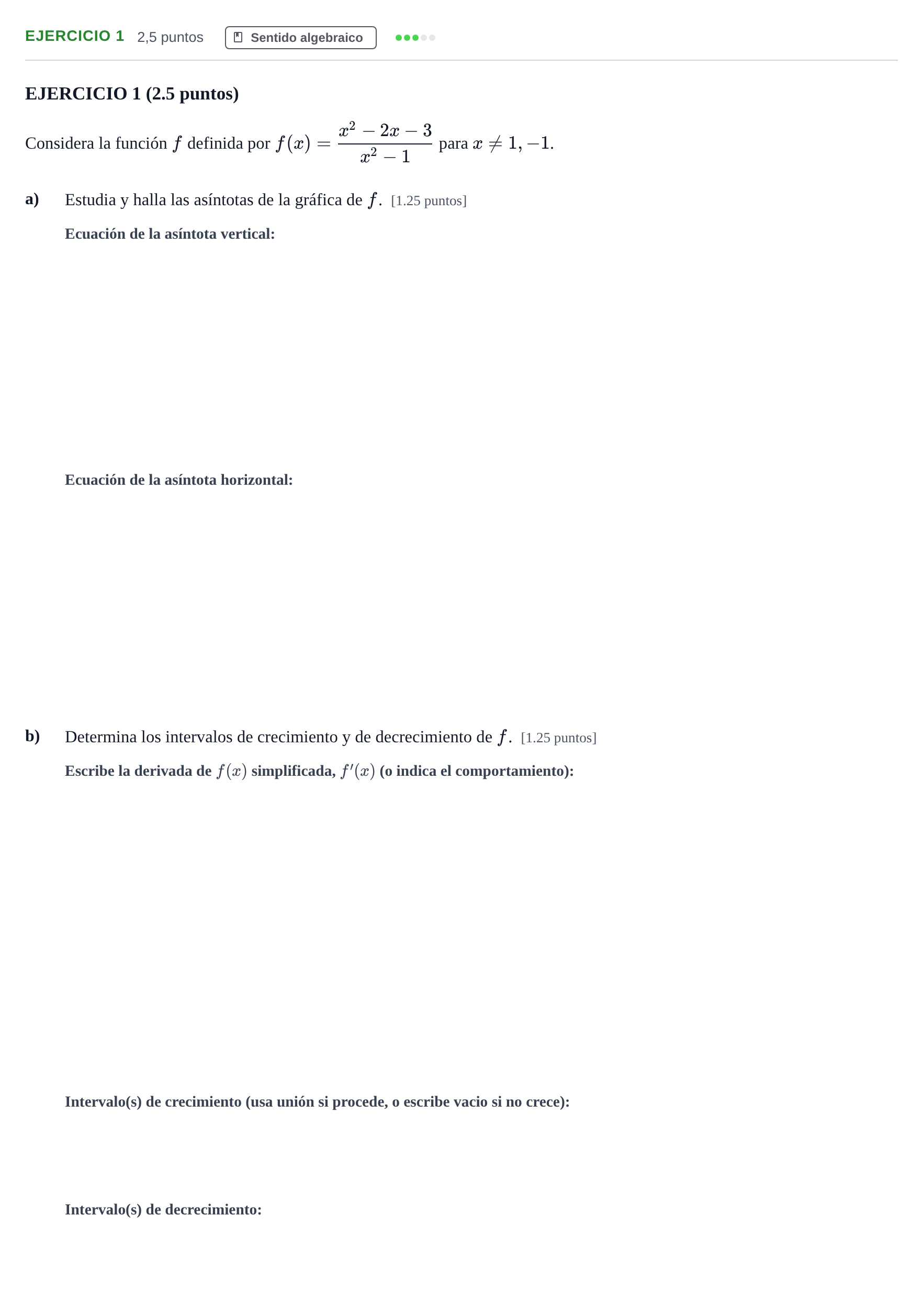 Enunciado: Ejercicio 1 · Matemáticas II PAU Andalucía Examen 6 2020
