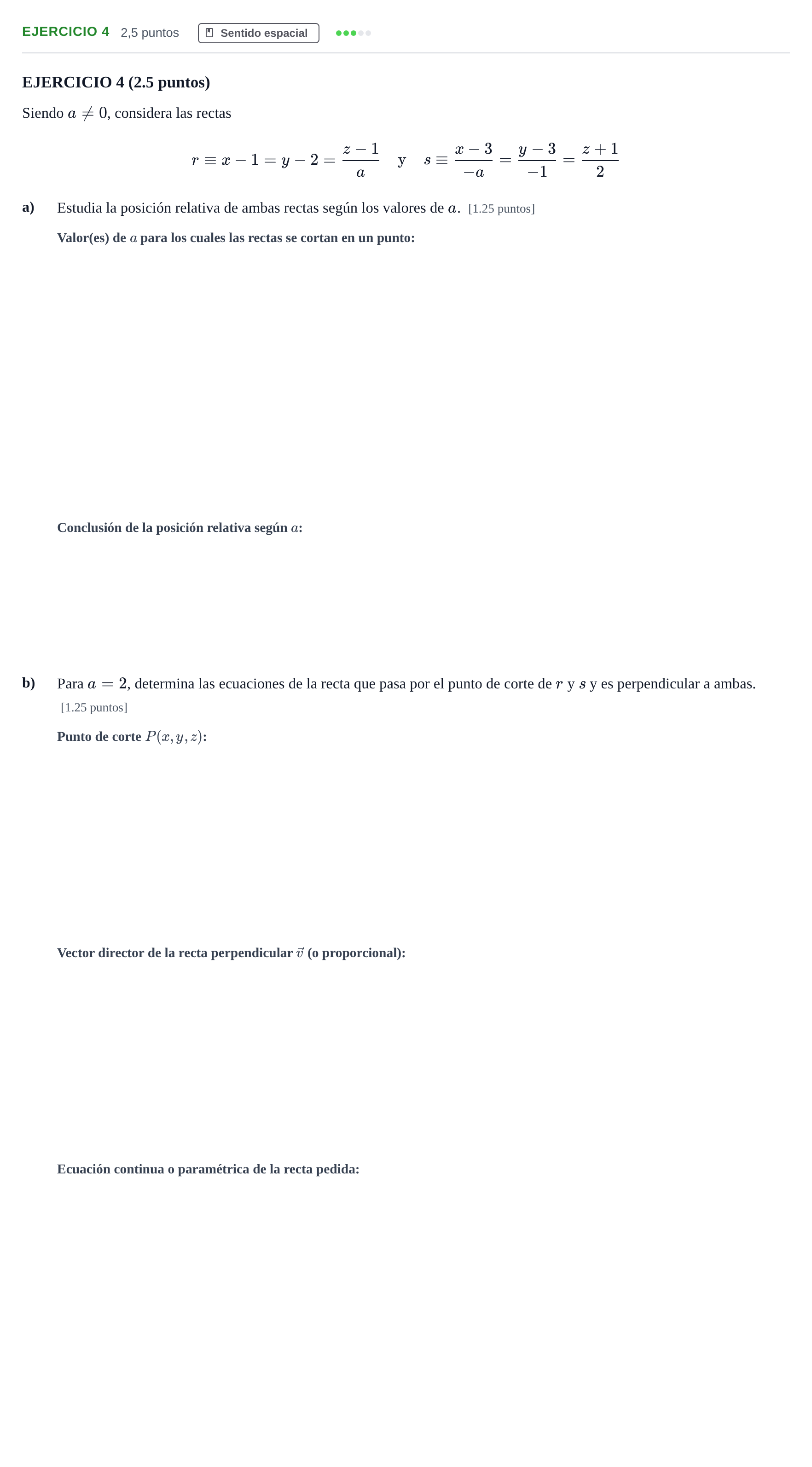 Enunciado: Ejercicio 4 · Matemáticas II PAU Andalucía Examen 6 2020