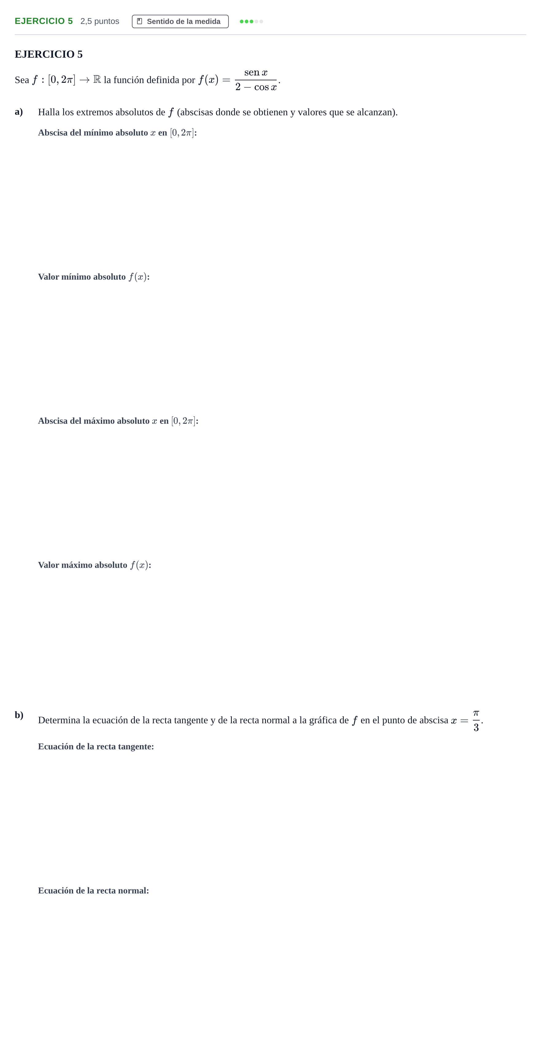 Enunciado: Ejercicio 5 · Matemáticas II PAU Andalucía Examen 6 2020