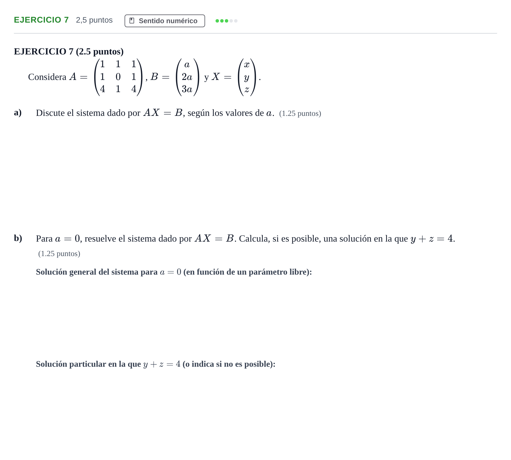 Enunciado: Ejercicio 7 · Matemáticas II PAU Andalucía Examen 6 2020