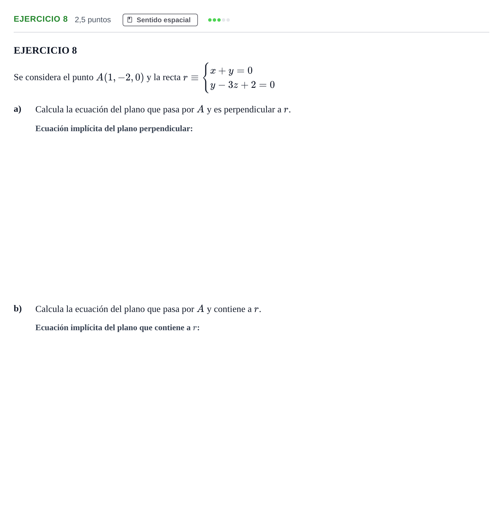Enunciado: Ejercicio 8 · Matemáticas II PAU Andalucía Examen 6 2020