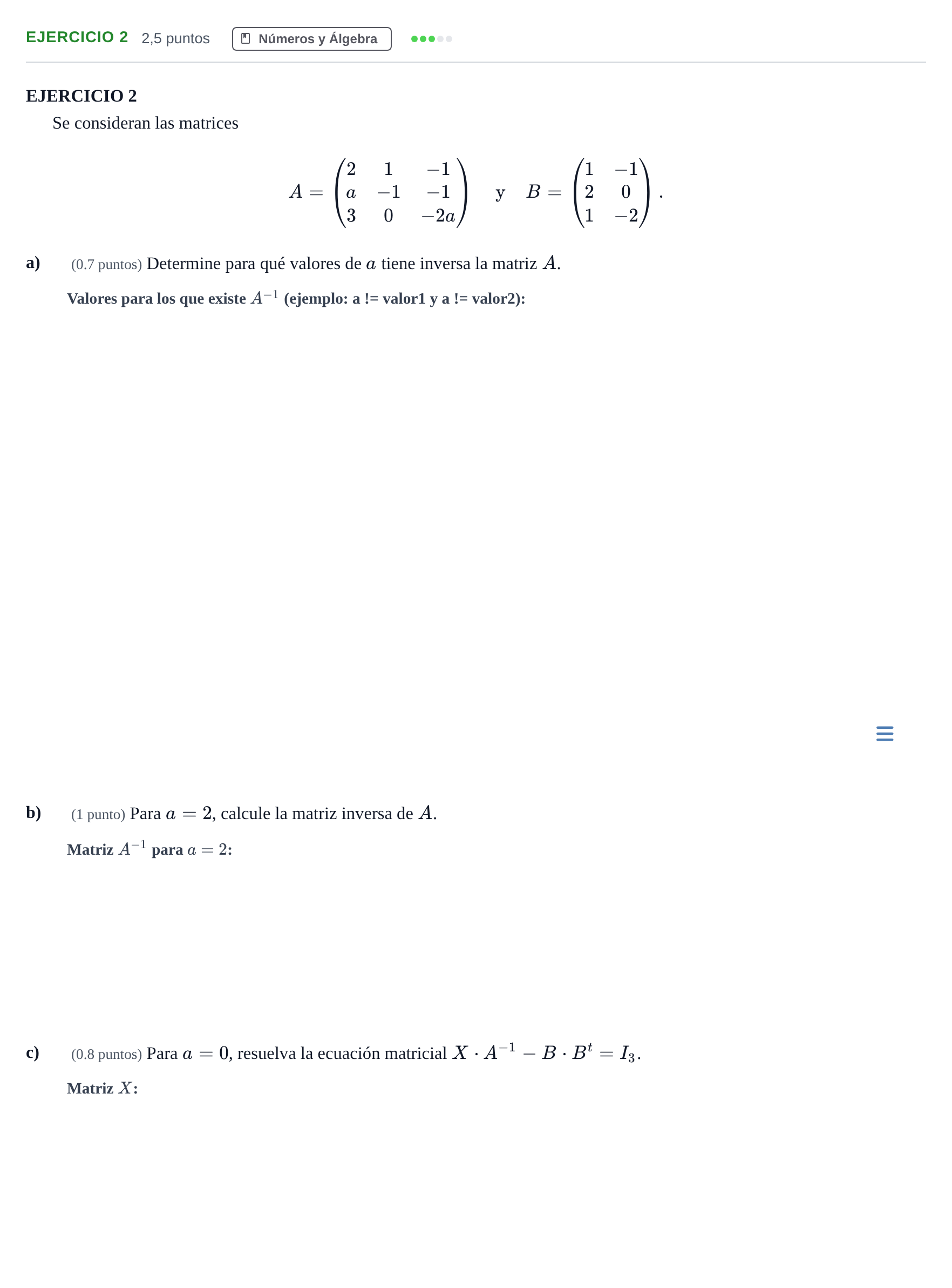 Enunciado: Ejercicio 2 · Matemáticas aplicadas a las Ciencias Sociales II PAU Andalucía Examen B 2020