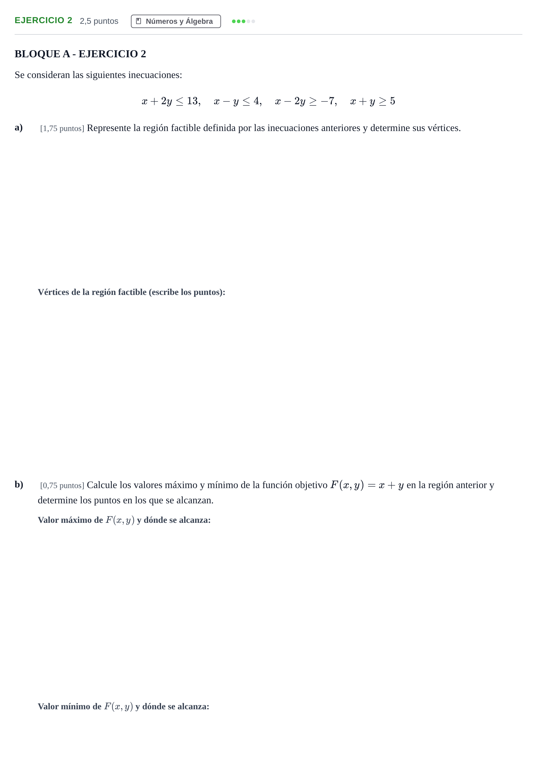 Enunciado: EJERCICIO 2 · Matemáticas aplicadas a las Ciencias Sociales II PAU Andalucía Examen A 2020