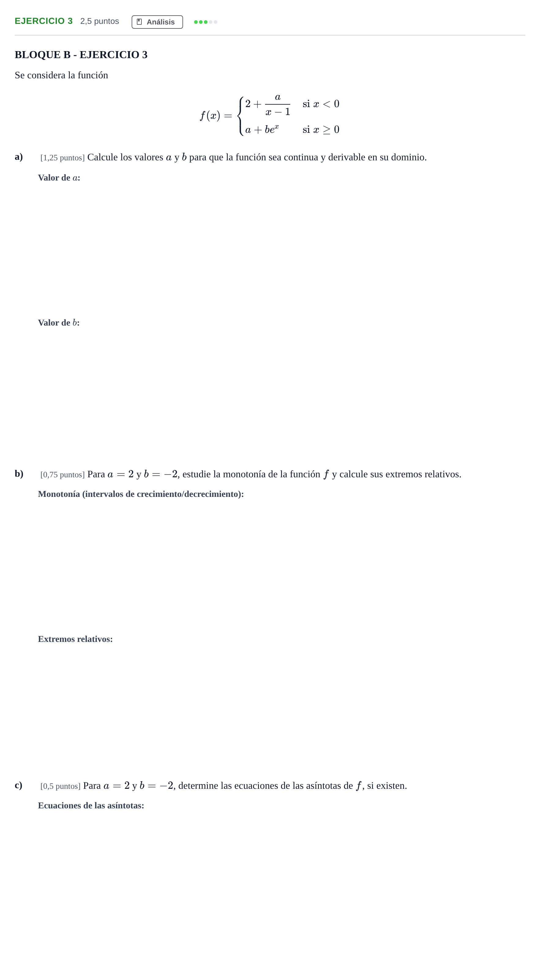 Enunciado: EJERCICIO 3 · Matemáticas aplicadas a las Ciencias Sociales II PAU Andalucía Examen A 2020
