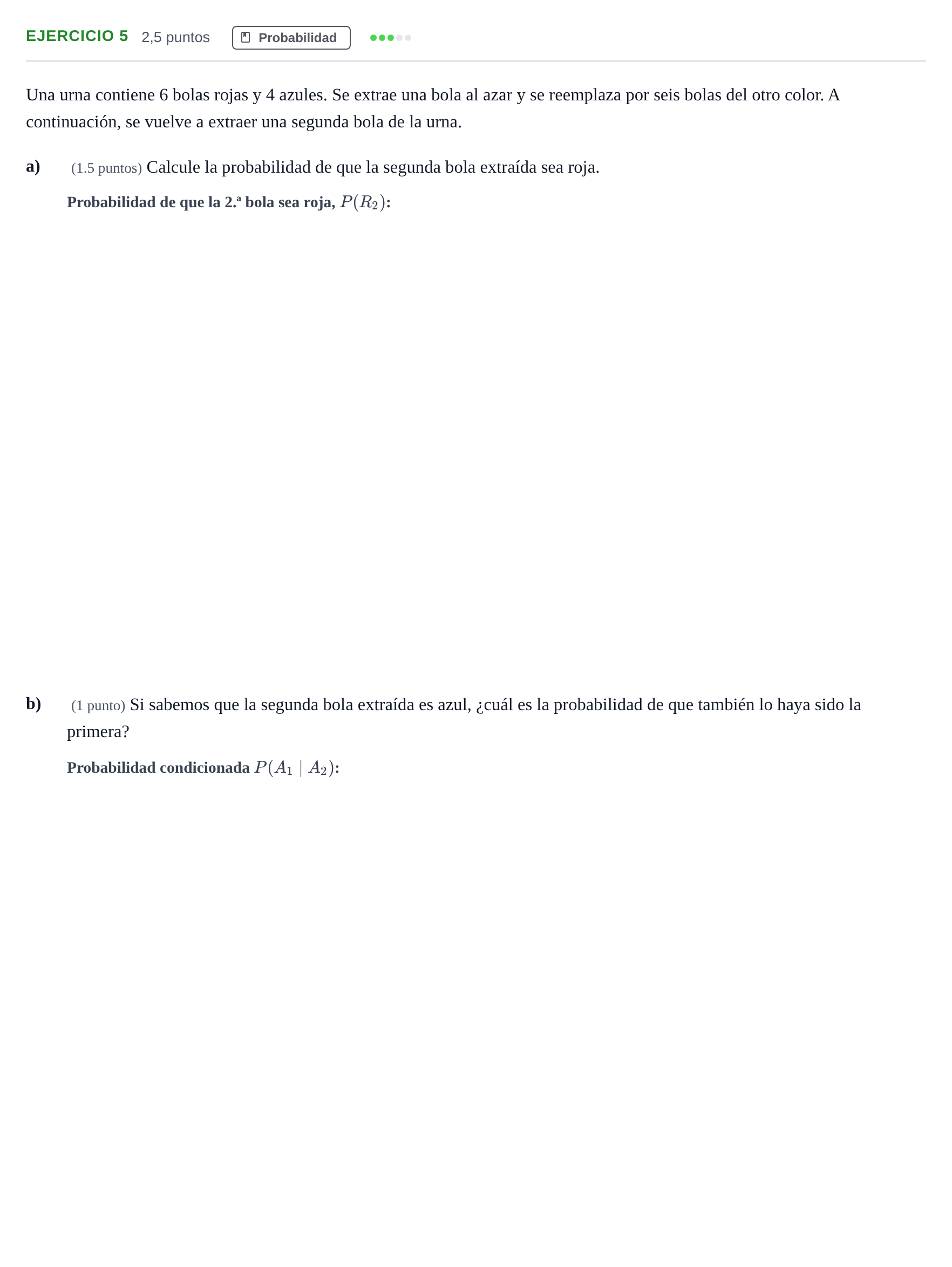 Enunciado: EJERCICIO 5 · Matemáticas aplicadas a las Ciencias Sociales II PAU Andalucía Examen A 2020