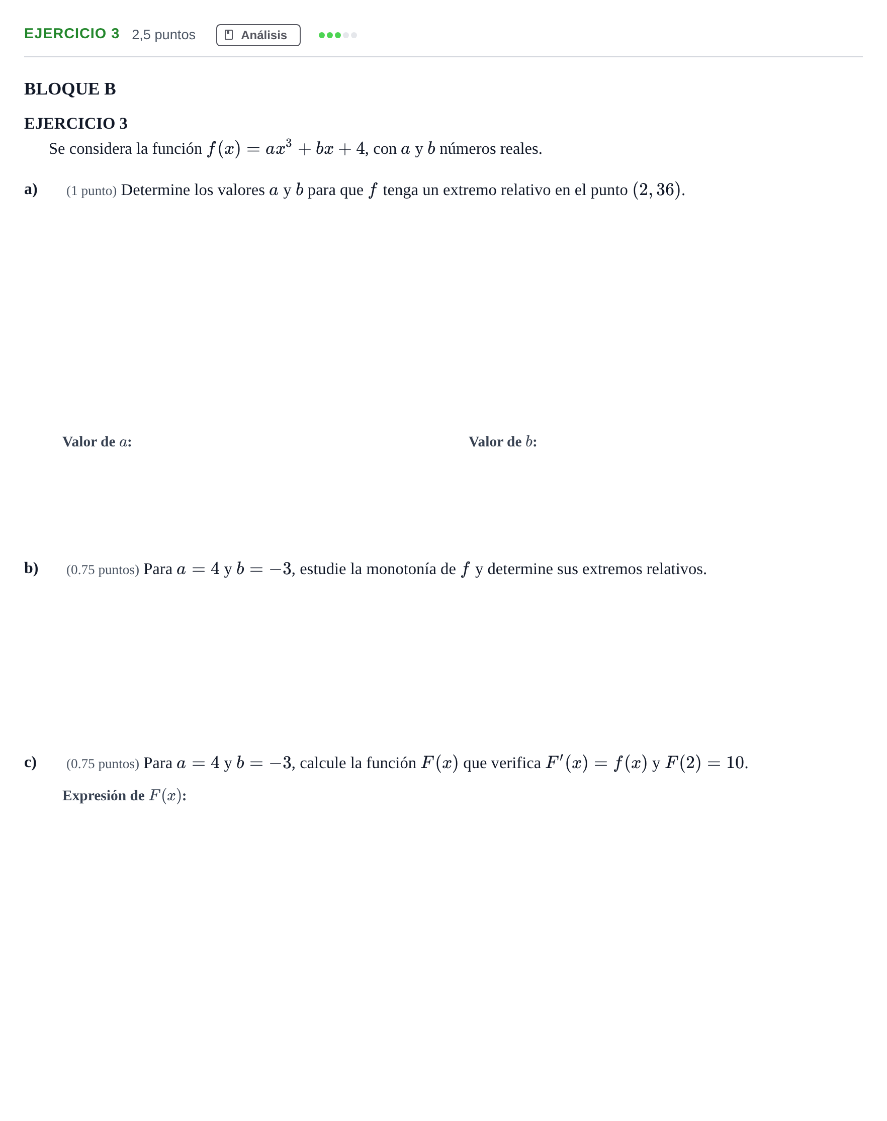 Enunciado: Ejercicio 3 · Matemáticas aplicadas a las Ciencias Sociales II PAU Andalucía Examen C 2020