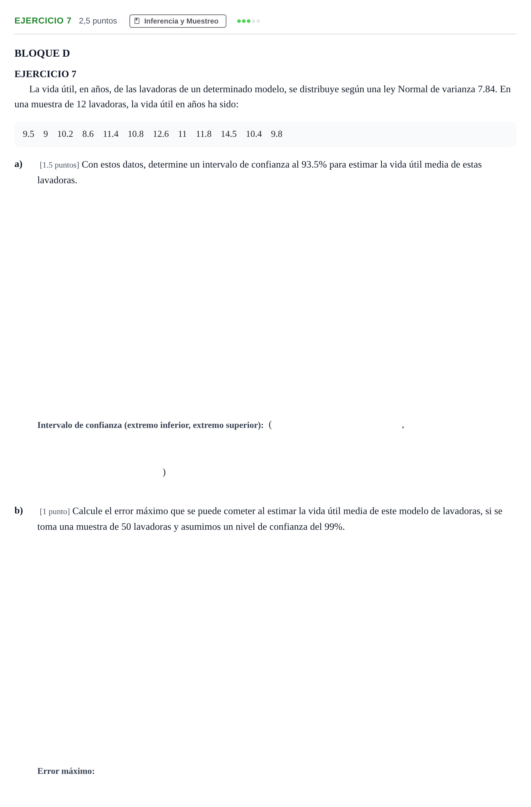 Enunciado: Ejercicio 7 · Matemáticas aplicadas a las Ciencias Sociales II PAU Andalucía Examen C 2020