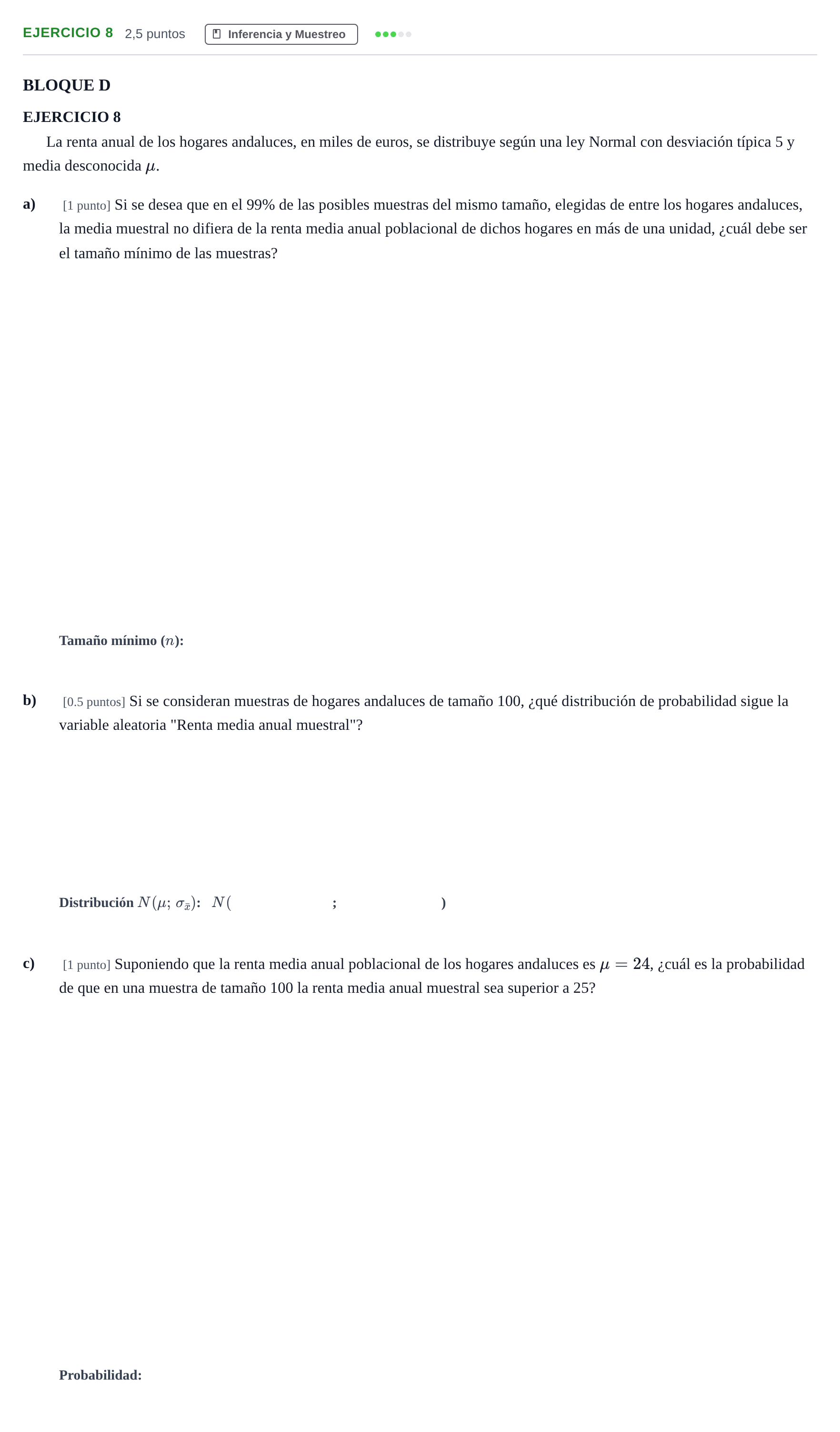 Enunciado: Ejercicio 8 · Matemáticas aplicadas a las Ciencias Sociales II PAU Andalucía Examen C 2020