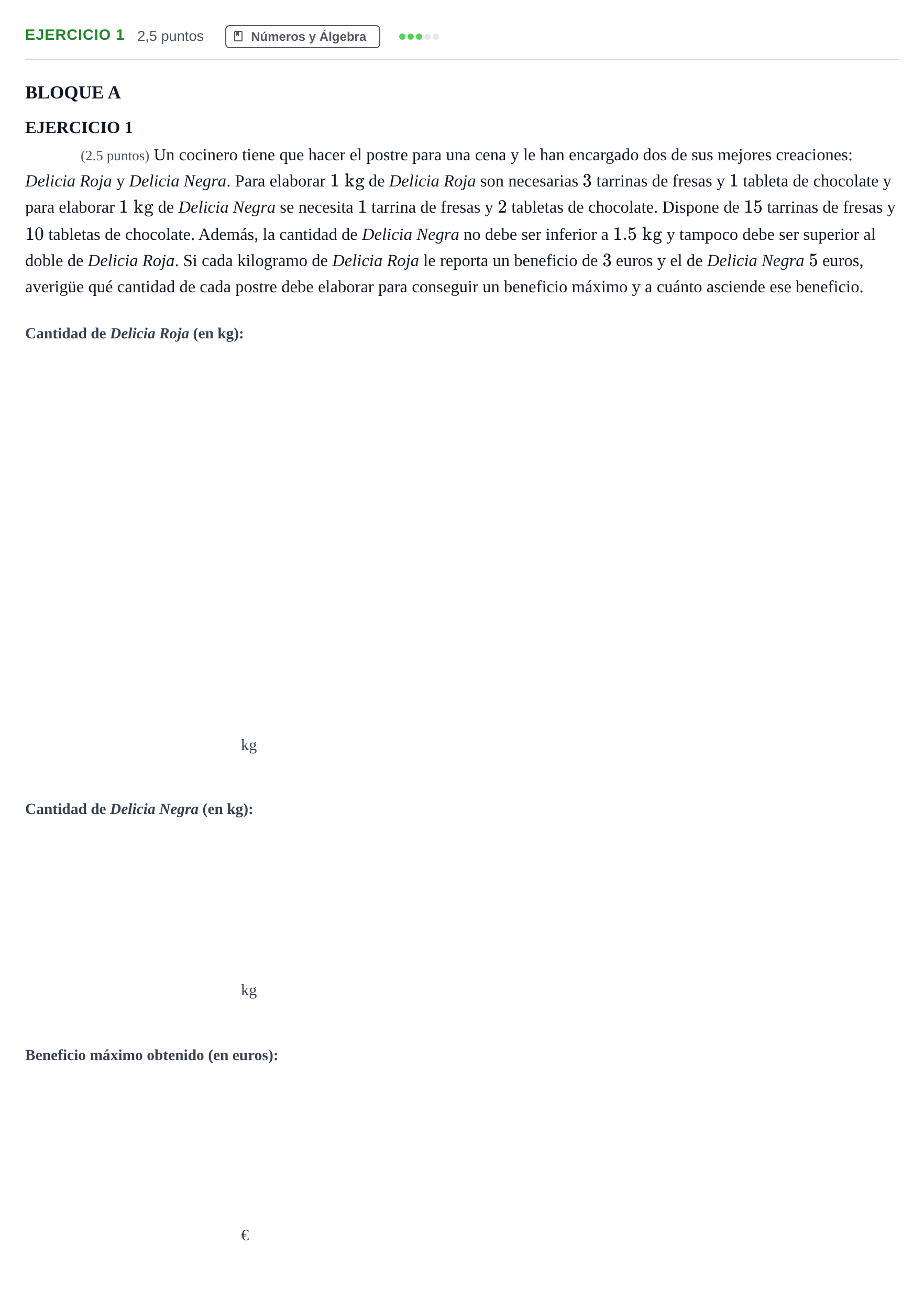 Enunciado: Ejercicio 1 · Matemáticas aplicadas a las Ciencias Sociales II PAU Andalucía Examen D 2020