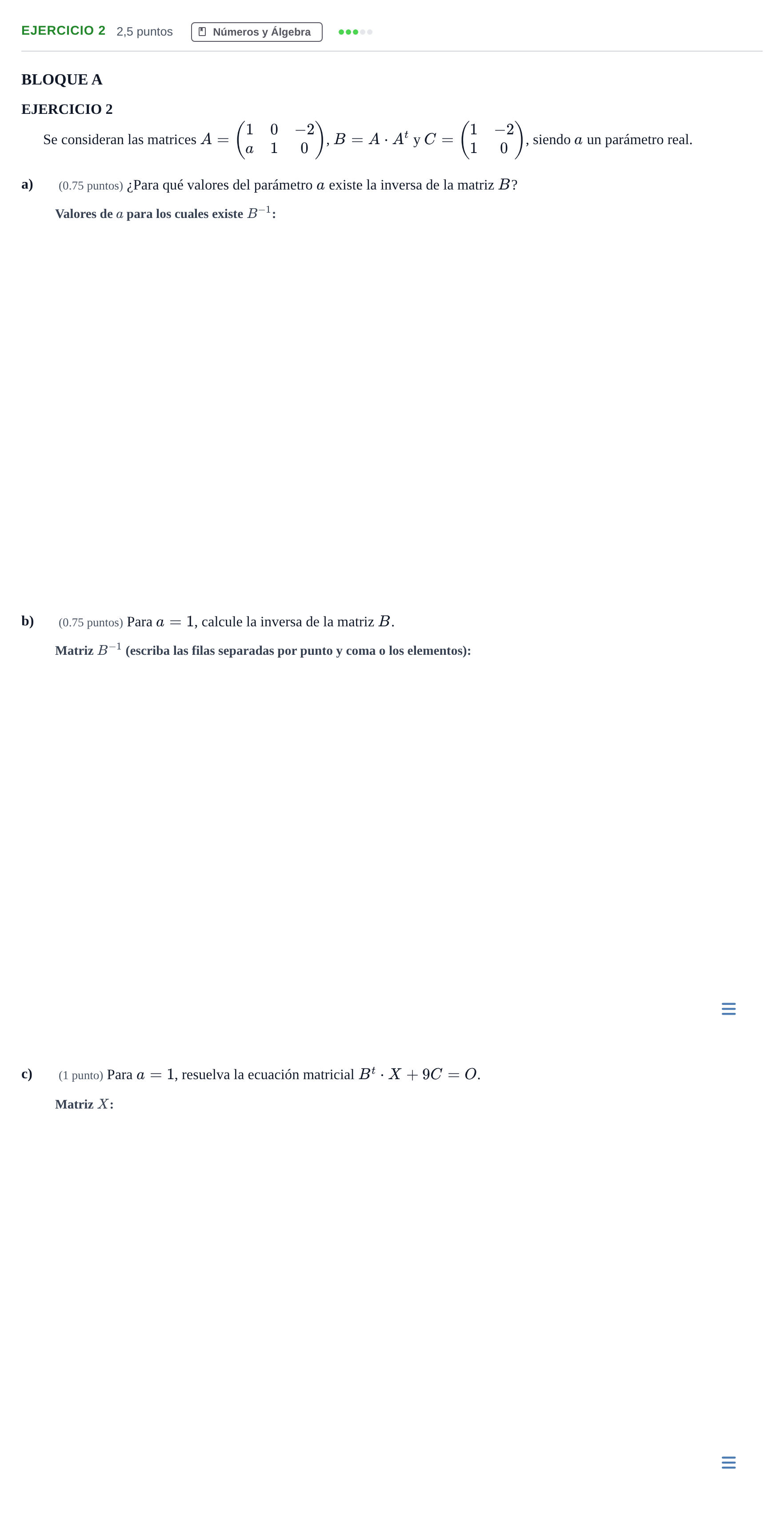 Enunciado: Ejercicio 2 · Matemáticas aplicadas a las Ciencias Sociales II PAU Andalucía Examen D 2020