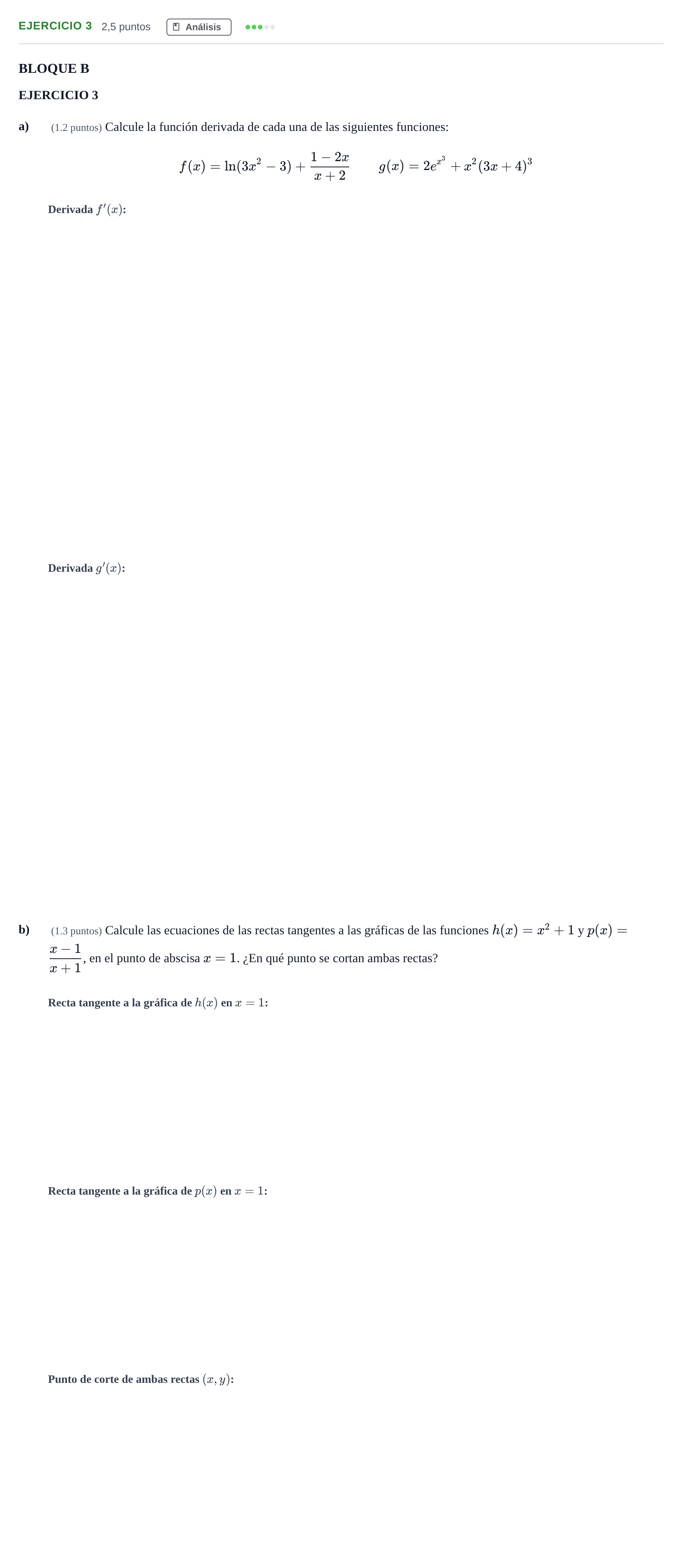 Enunciado: Ejercicio 3 · Matemáticas aplicadas a las Ciencias Sociales II PAU Andalucía Examen D 2020
