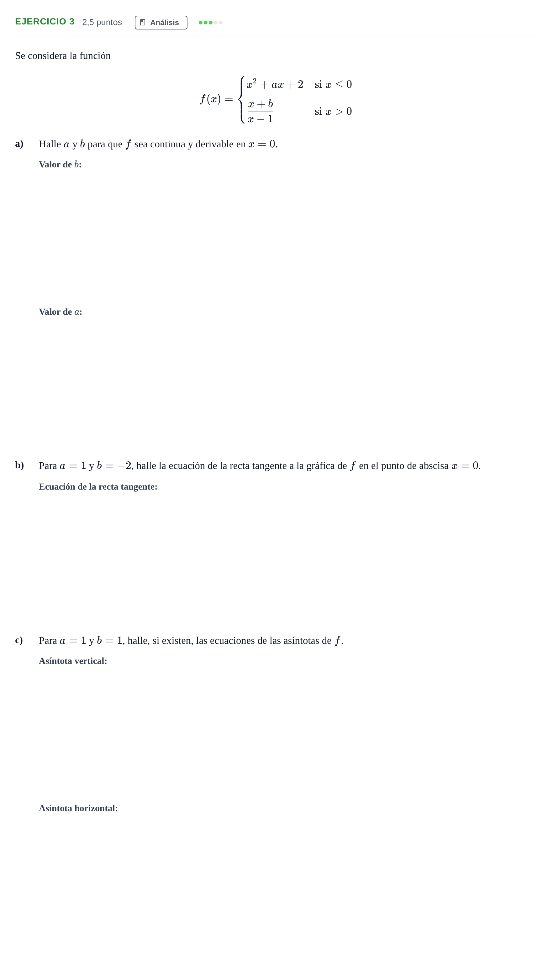 Enunciado: Ejercicio 3 · Matemáticas aplicadas a las Ciencias Sociales II PAU Andalucía Examen E 2020