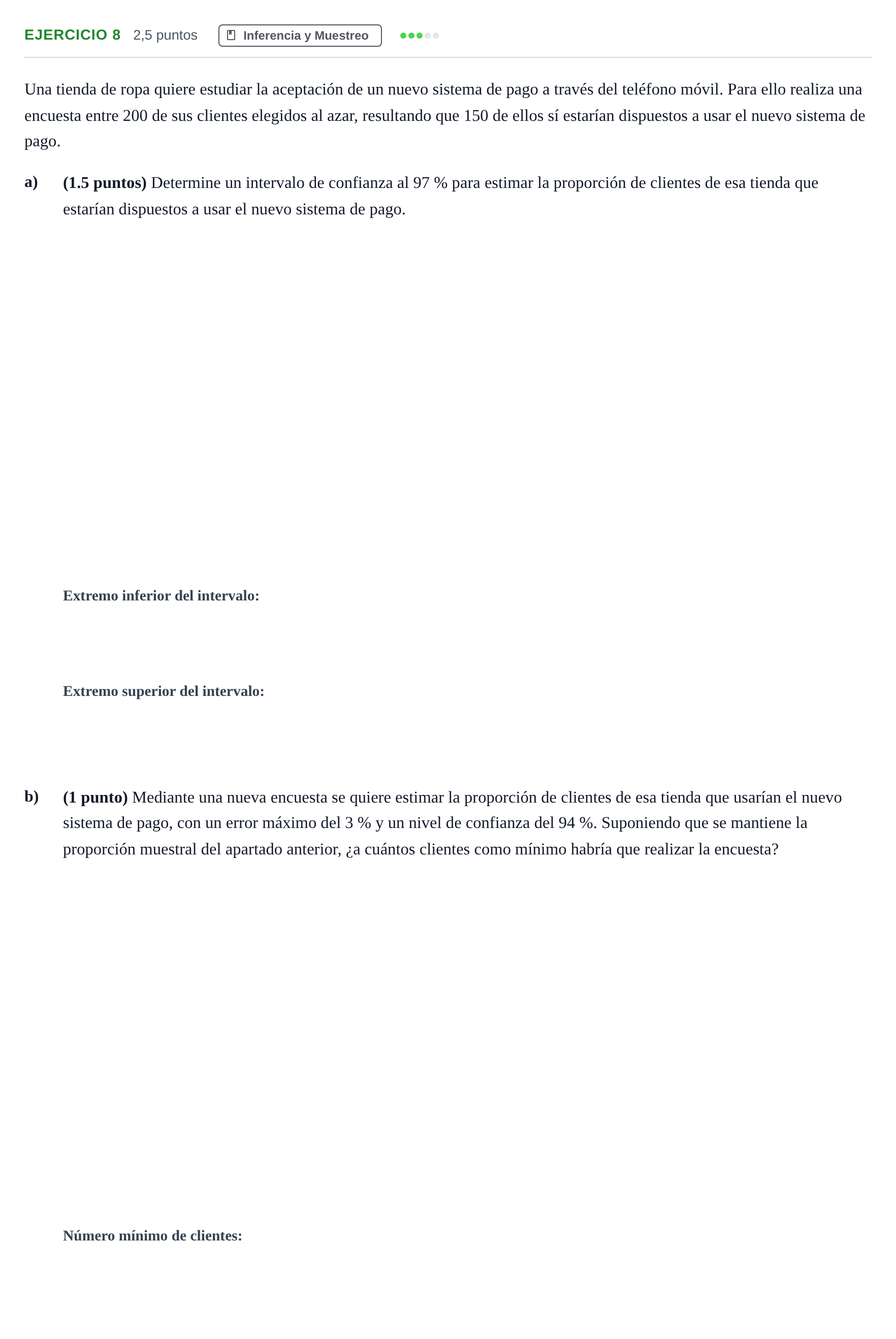 Enunciado: Ejercicio 8 · Matemáticas aplicadas a las Ciencias Sociales II PAU Andalucía Examen E 2020