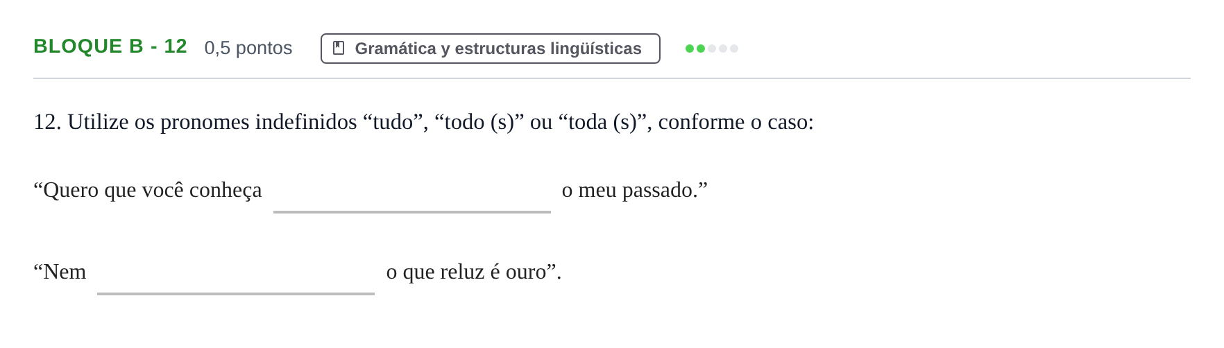 Enunciado: Bloque B - 12 · Portugués PAU Andalucía Examen 1 2020