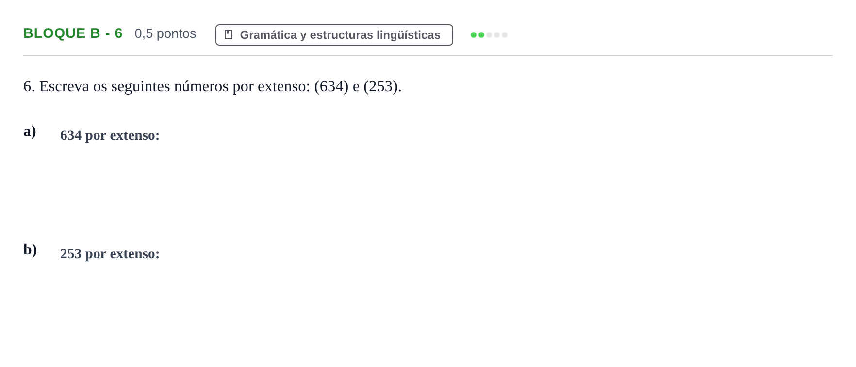 Enunciado: Bloque B - 6 · Portugués PAU Andalucía Examen 1 2020