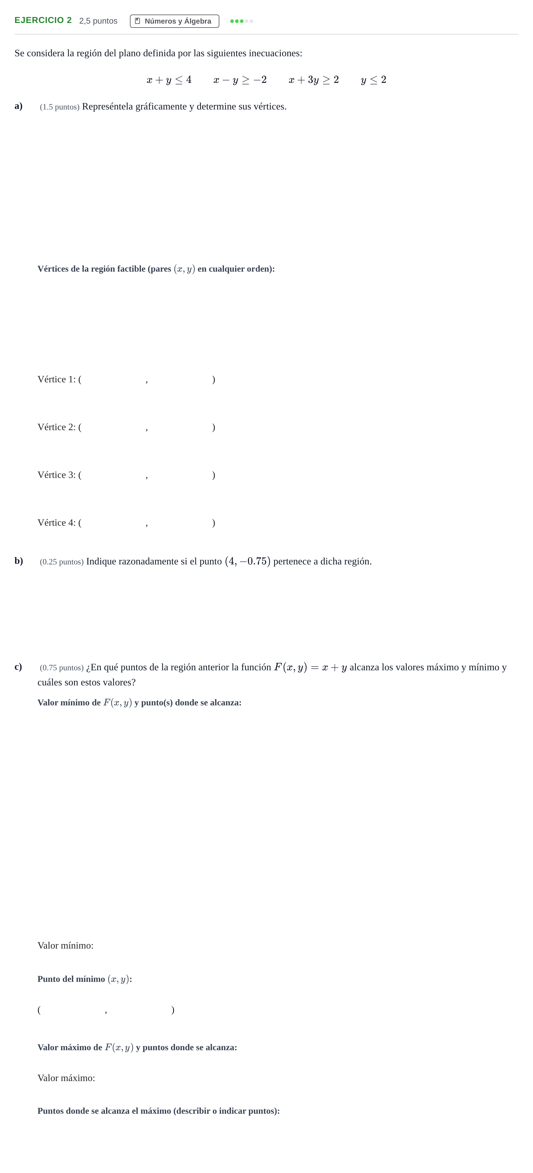 Enunciado: Ejercicio 2 · Matemáticas aplicadas a las Ciencias Sociales II PAU Andalucía Examen F 2020