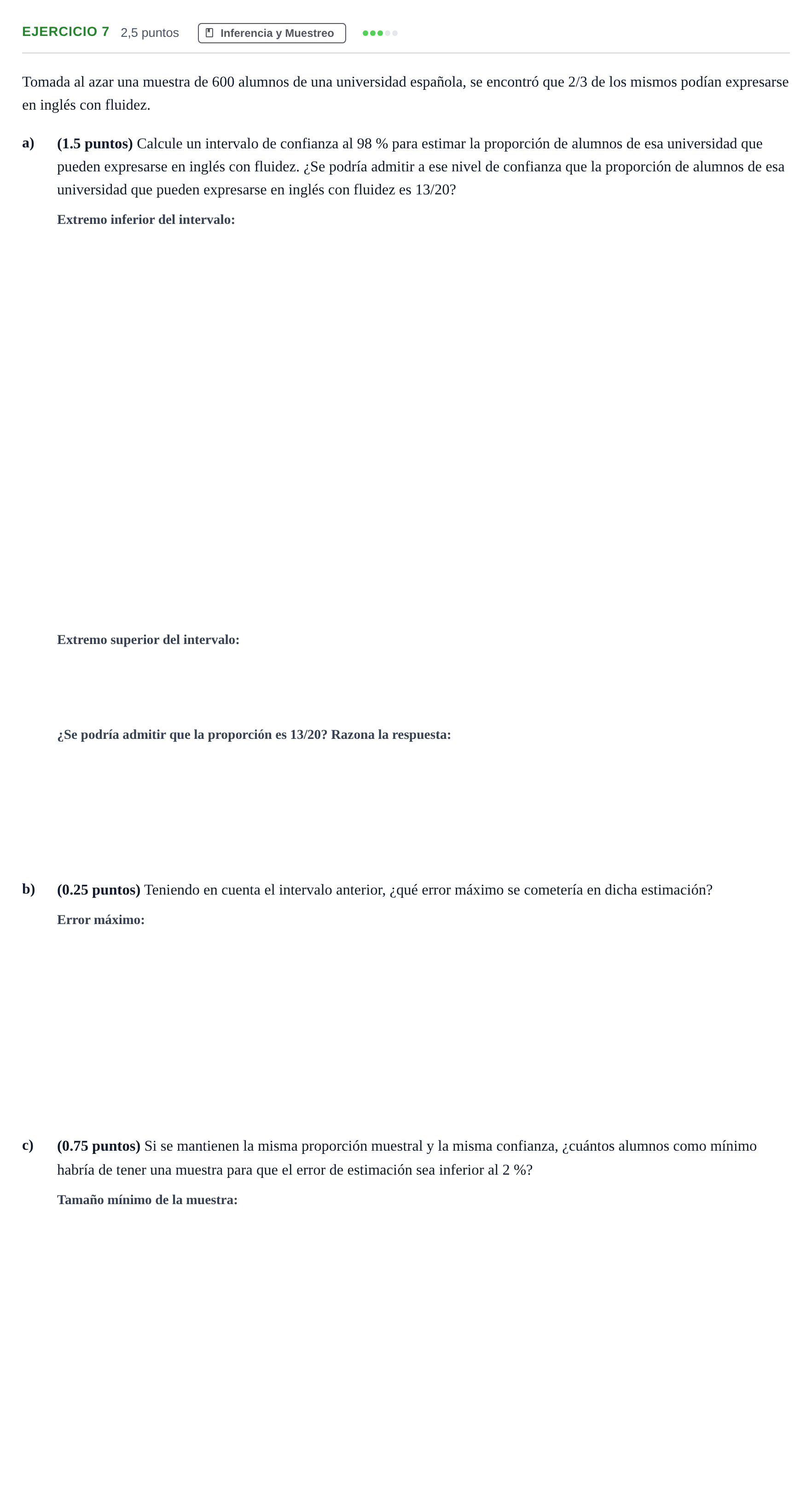 Enunciado: Ejercicio 7 · Matemáticas aplicadas a las Ciencias Sociales II PAU Andalucía Examen F 2020