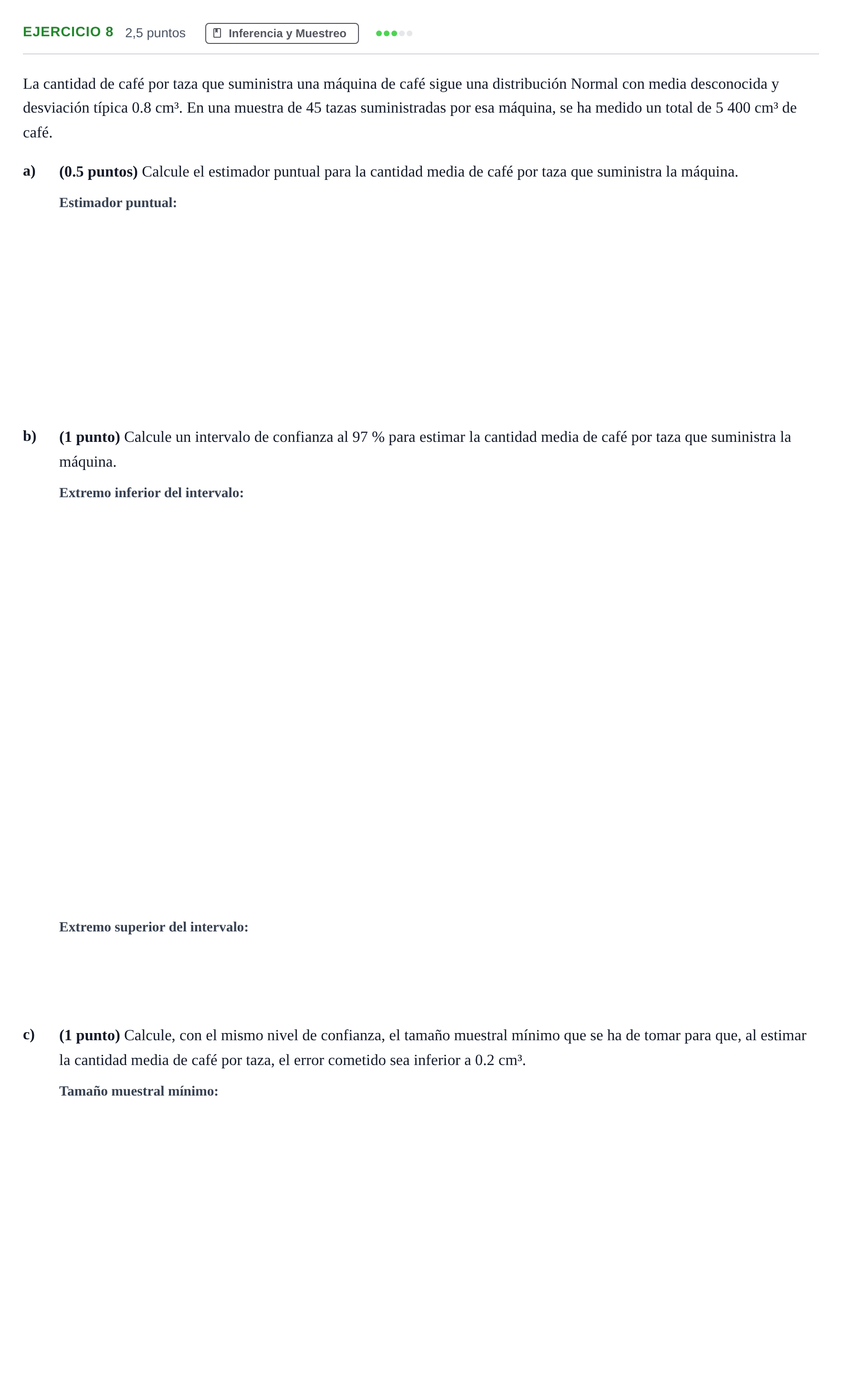 Enunciado: Ejercicio 8 · Matemáticas aplicadas a las Ciencias Sociales II PAU Andalucía Examen F 2020