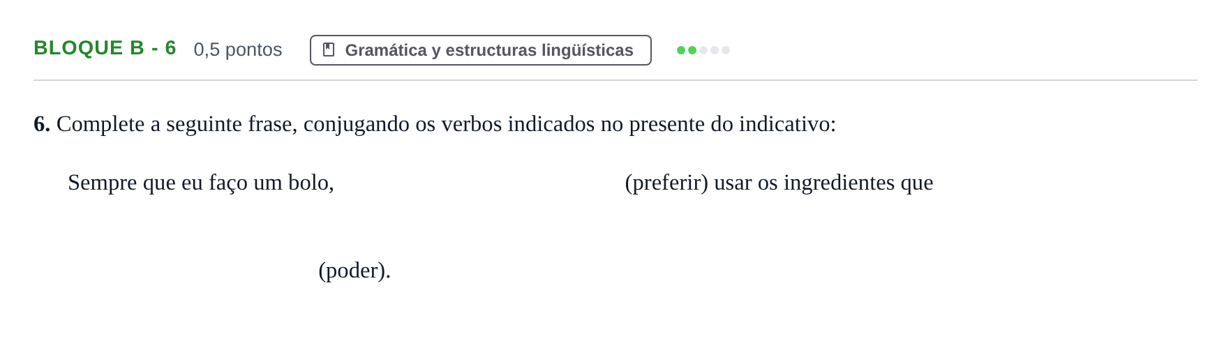 Enunciado: Bloque B - 6 · Portugués PAU Andalucía Examen 2 2020