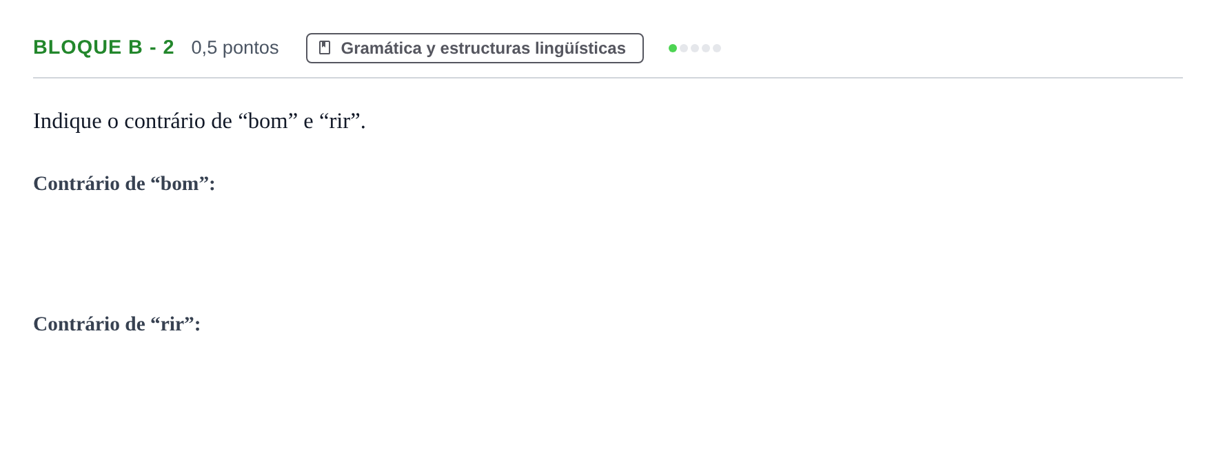 Enunciado: Bloque B - 2 · Portugués PAU Andalucía Examen 3 2020
