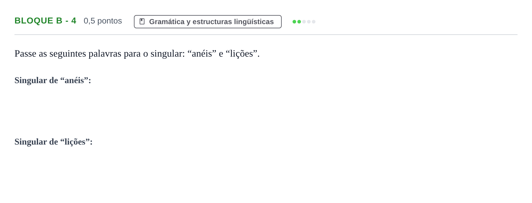 Enunciado: Bloque B - 4 · Portugués PAU Andalucía Examen 3 2020