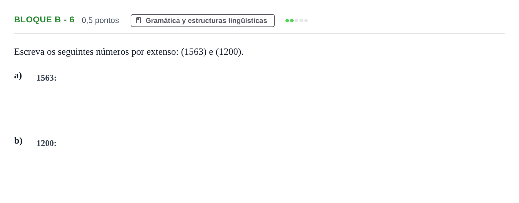 Enunciado: Bloque B - 6 · Portugués PAU Andalucía Examen 3 2020