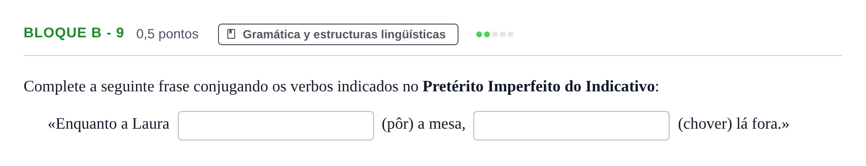 Enunciado: Bloque B - 9 · Portugués PAU Andalucía Examen 3 2020