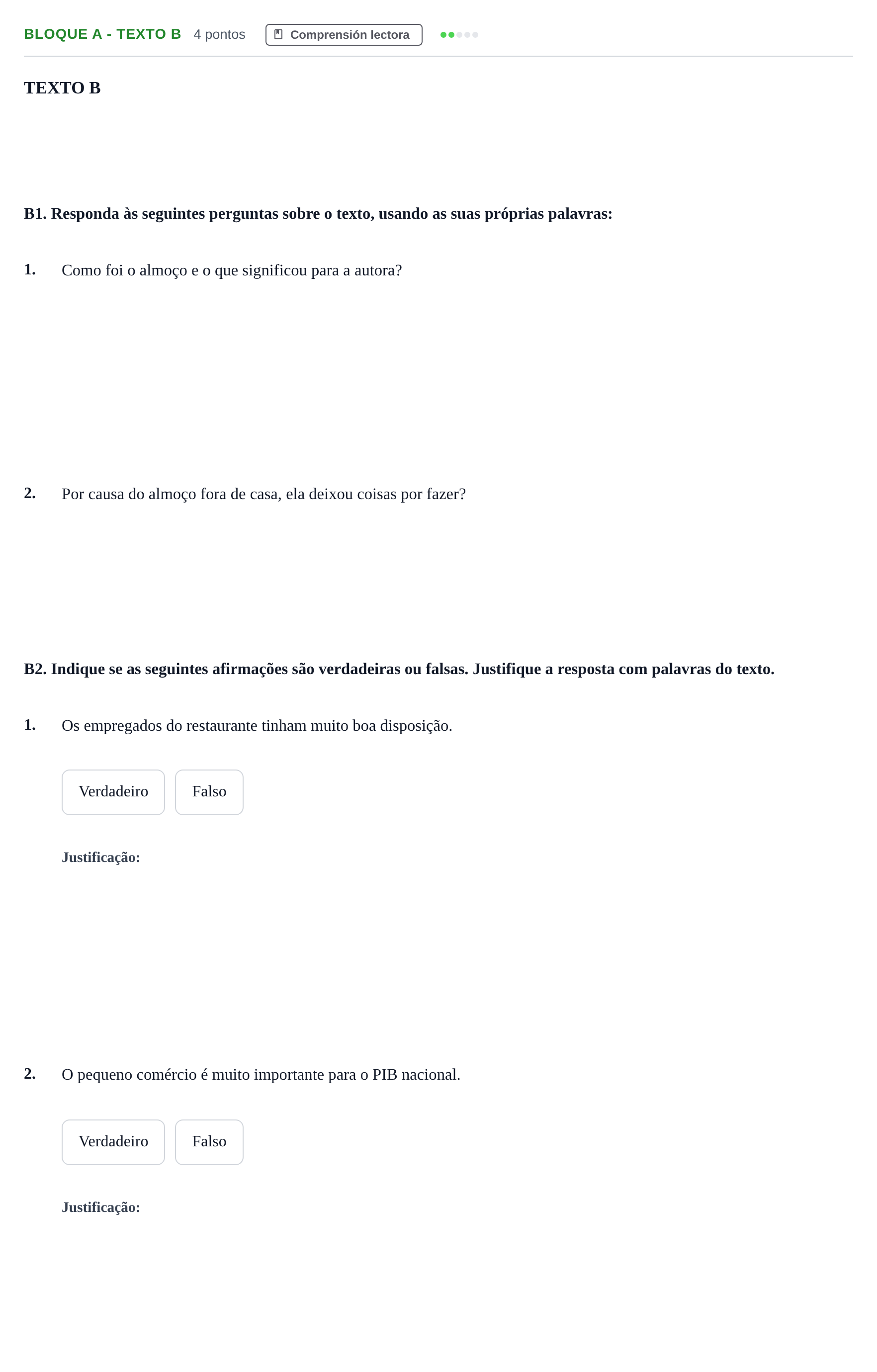 Enunciado: Bloque A - Texto B · Portugués PAU Andalucía Examen 4 2020