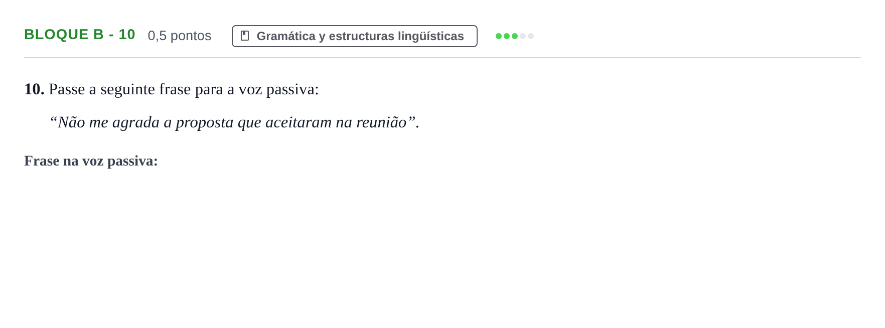 Enunciado: Bloque B - 10 · Portugués PAU Andalucía Examen 4 2020
