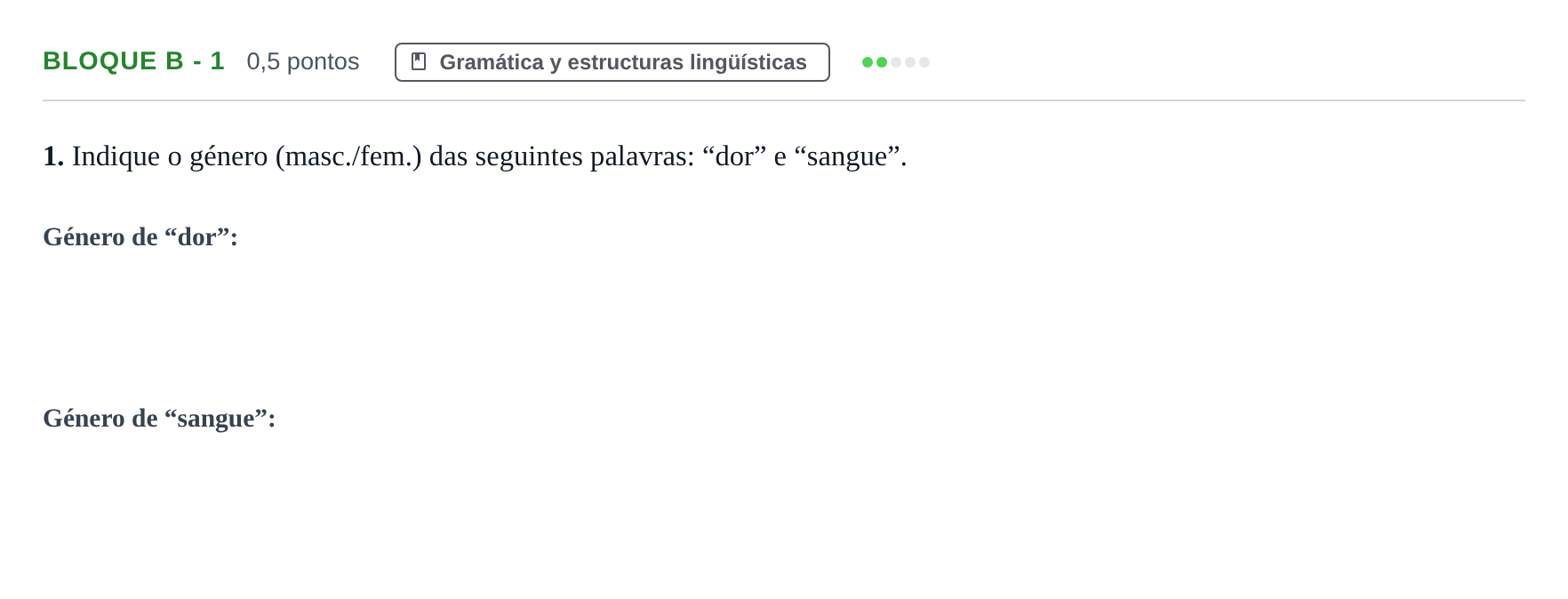 Enunciado: Bloque B - 1 · Portugués PAU Andalucía Examen 4 2020