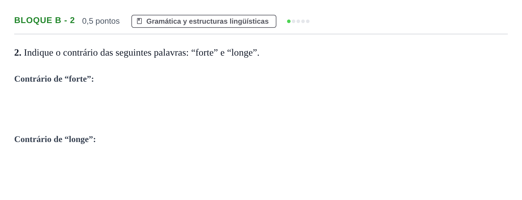 Enunciado: Bloque B - 2 · Portugués PAU Andalucía Examen 4 2020