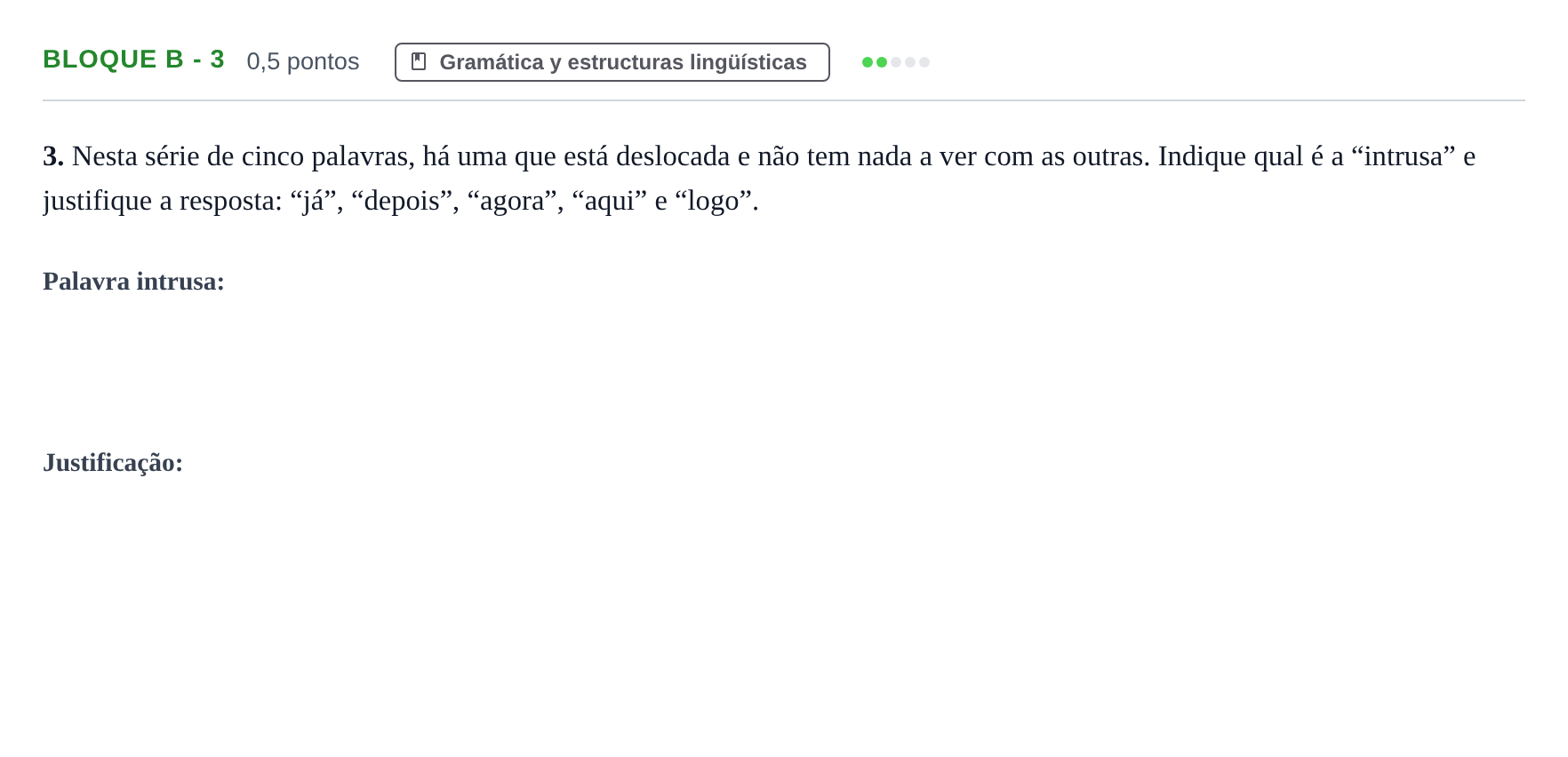 Enunciado: Bloque B - 3 · Portugués PAU Andalucía Examen 4 2020