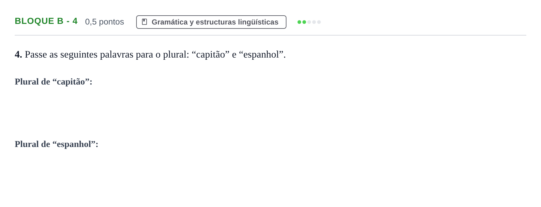 Enunciado: Bloque B - 4 · Portugués PAU Andalucía Examen 4 2020