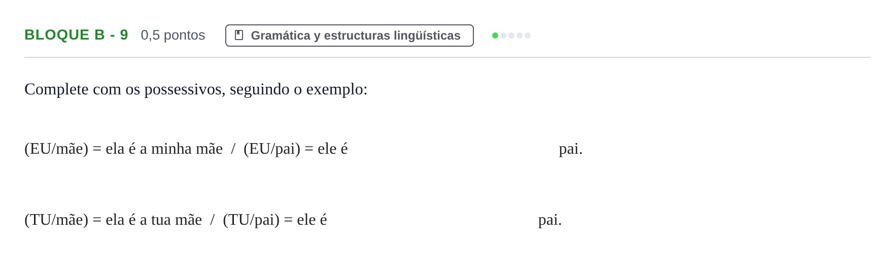 Enunciado: Bloque B - 9 · Portugués PAU Andalucía Examen 5 2020