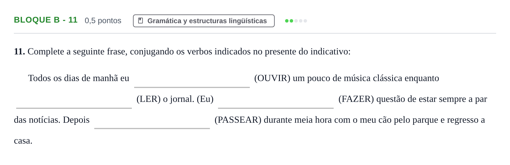 Enunciado: Bloque B - 11 · Portugués PAU Andalucía Examen 6 2020