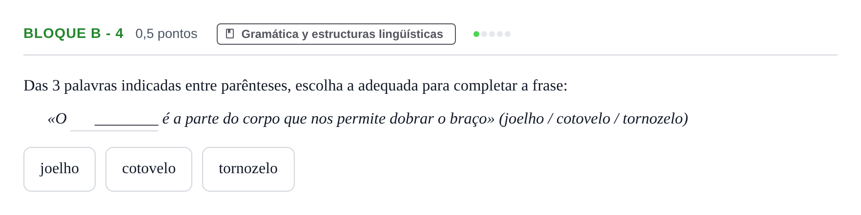 Enunciado: Bloque B - 4 · Portugués PAU Andalucía Examen 6 2020